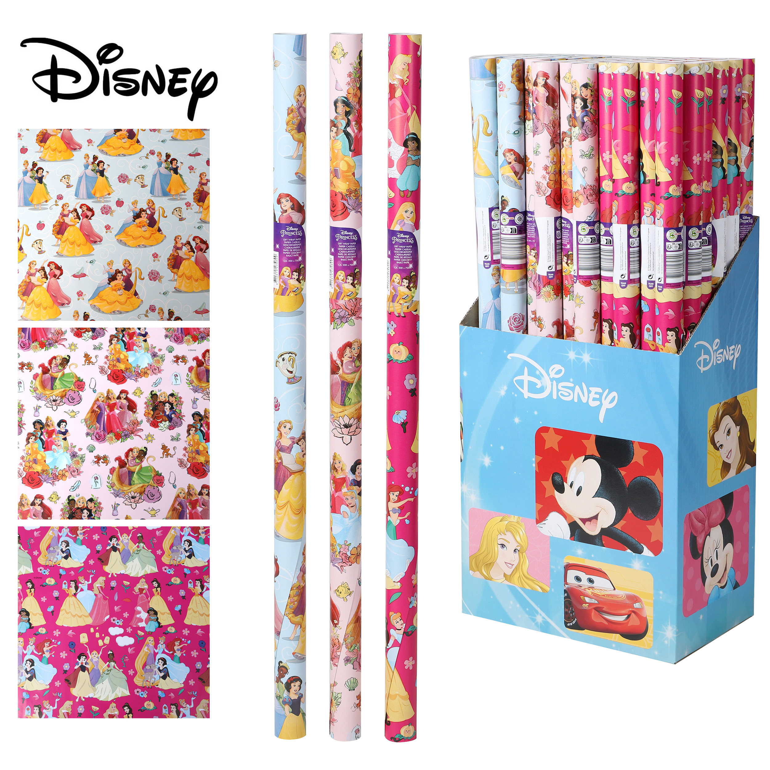 6 Rollen Geschenkpapier Prinzessin "Disney" je Rolle 2 x 0,70 Meter