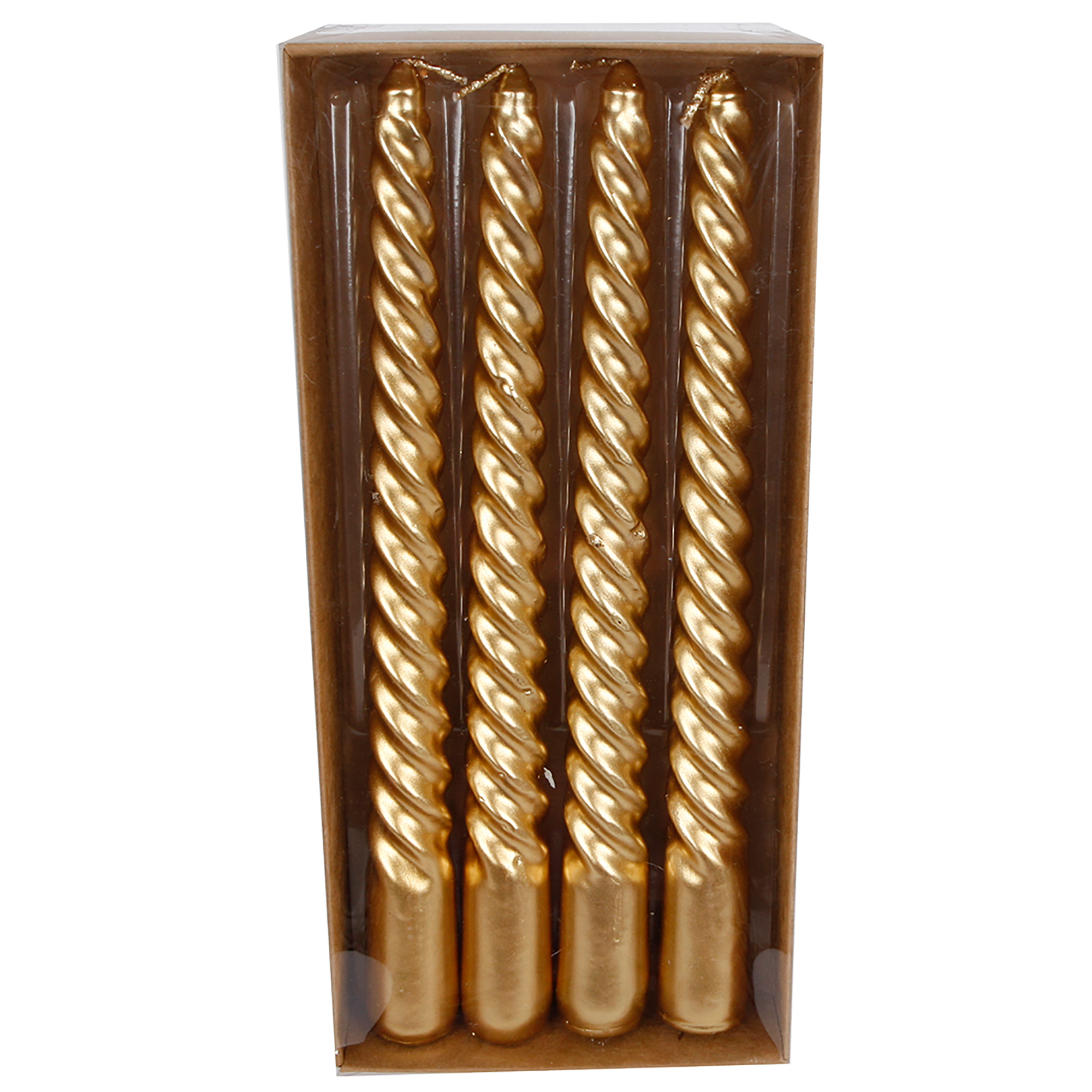 4-tlg. Set Tischkerzen, gedreht - Spiralkerzen L 20 cm