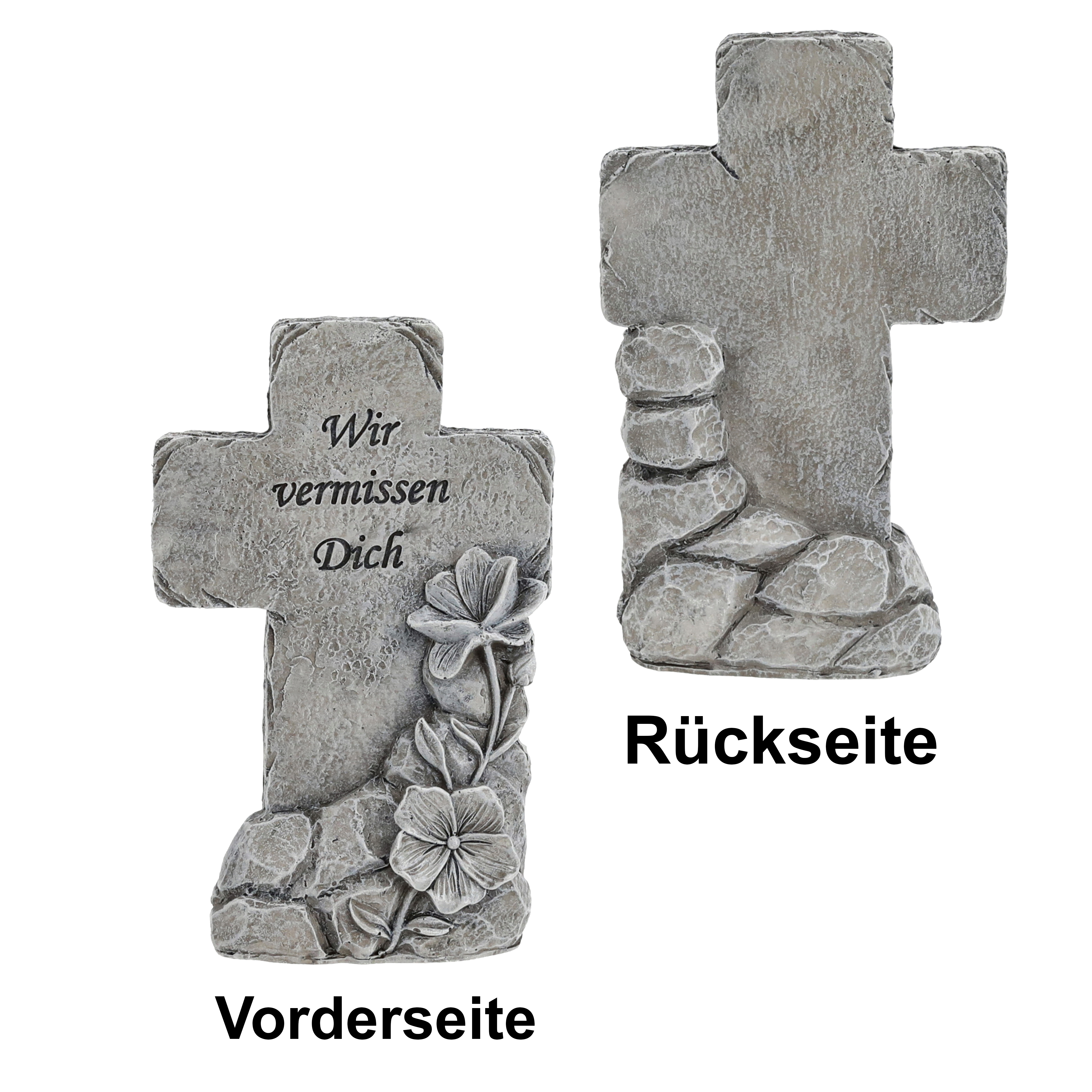 Grabdeko "Kreuz mit Spruch" H 16 cm