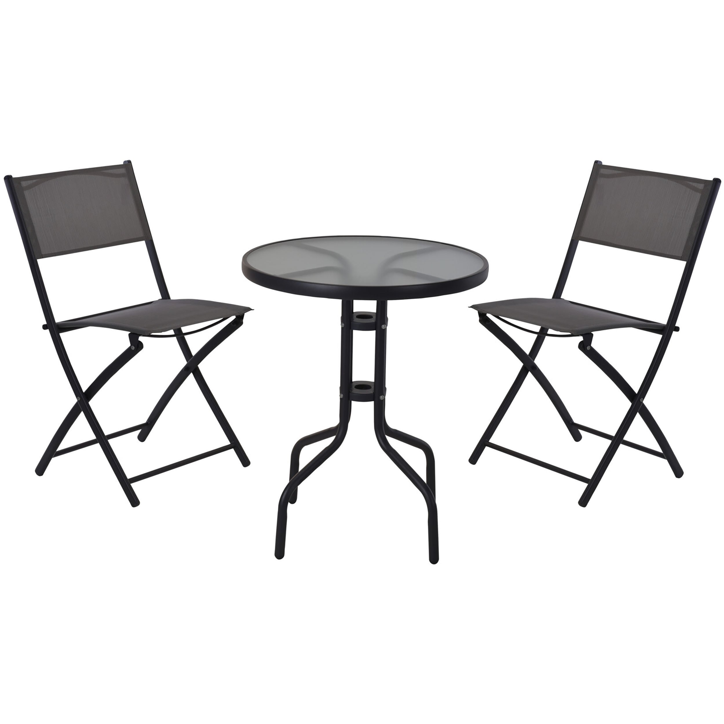 X60000110_ 3-tlg. Gartenmöbel Set aus Metall mit Kunststoff-Textilbespannung - Sitzgruppe Balkon