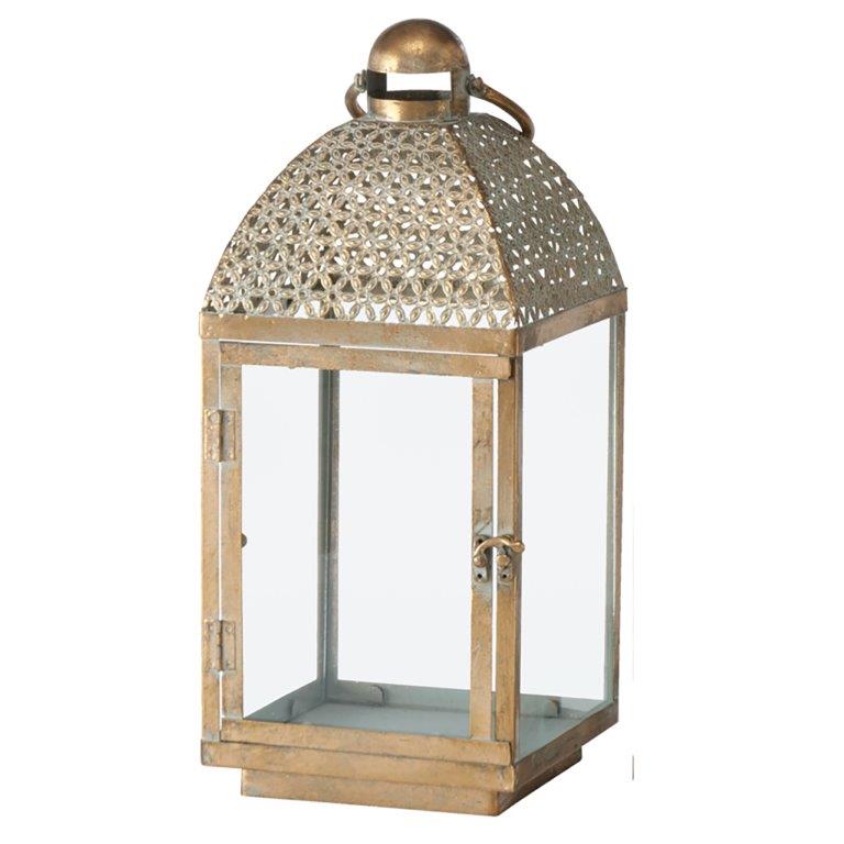 Laterne Kopenhagen aus patiniertem Metall mit persönlicher Gravur zur Hochzeit H 46/62 cm