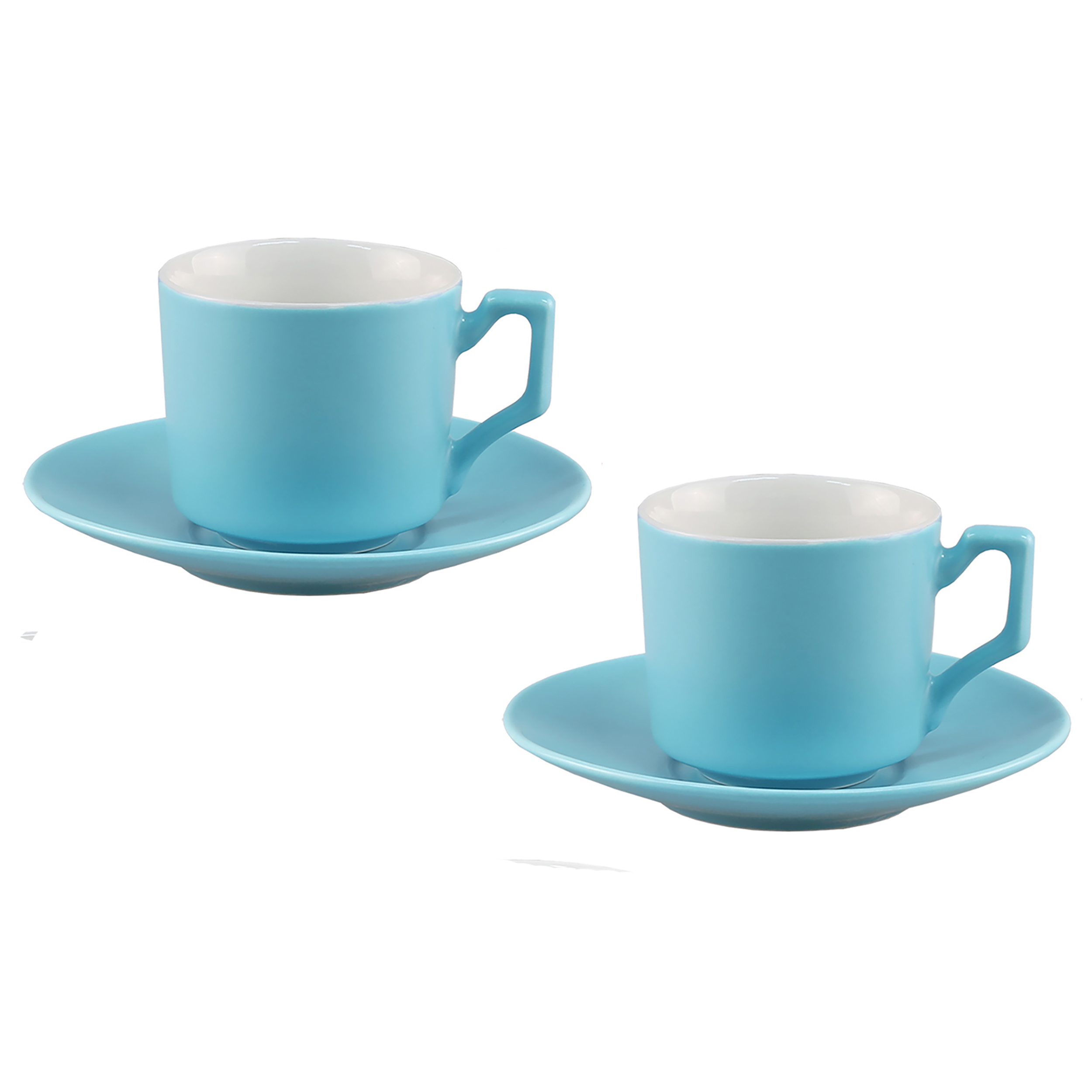 5125310-blau 4-tlg. Espressotassen Set mit Unterteller aus Keramik 80 ml