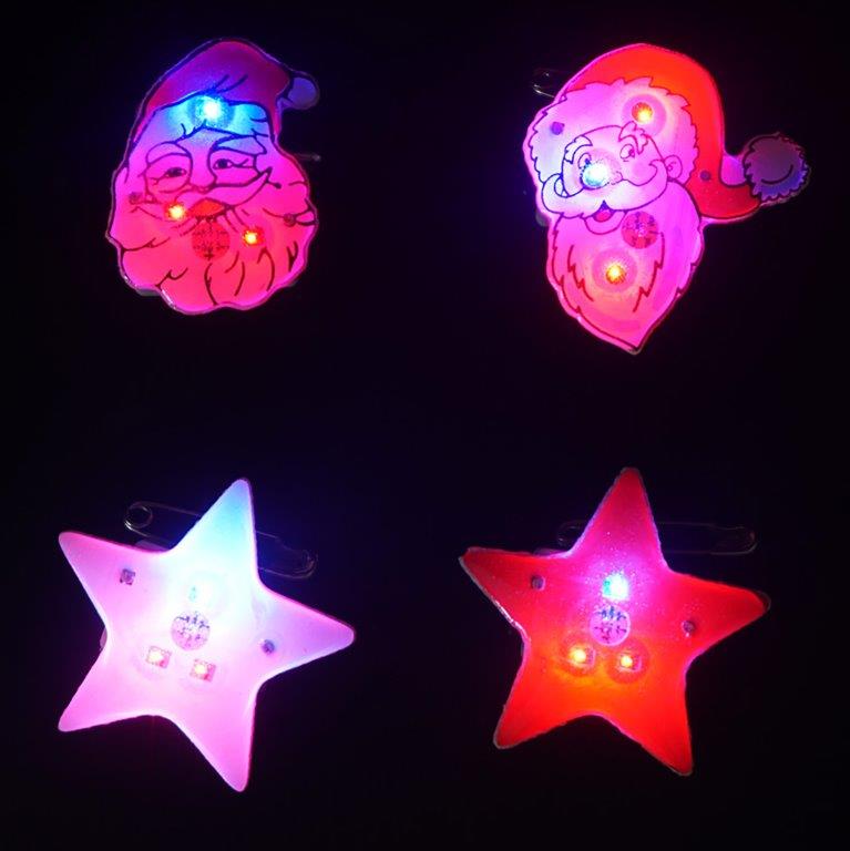 71087__ 12 x Weihnacht Buttons zum Anstecken mit LED Licht