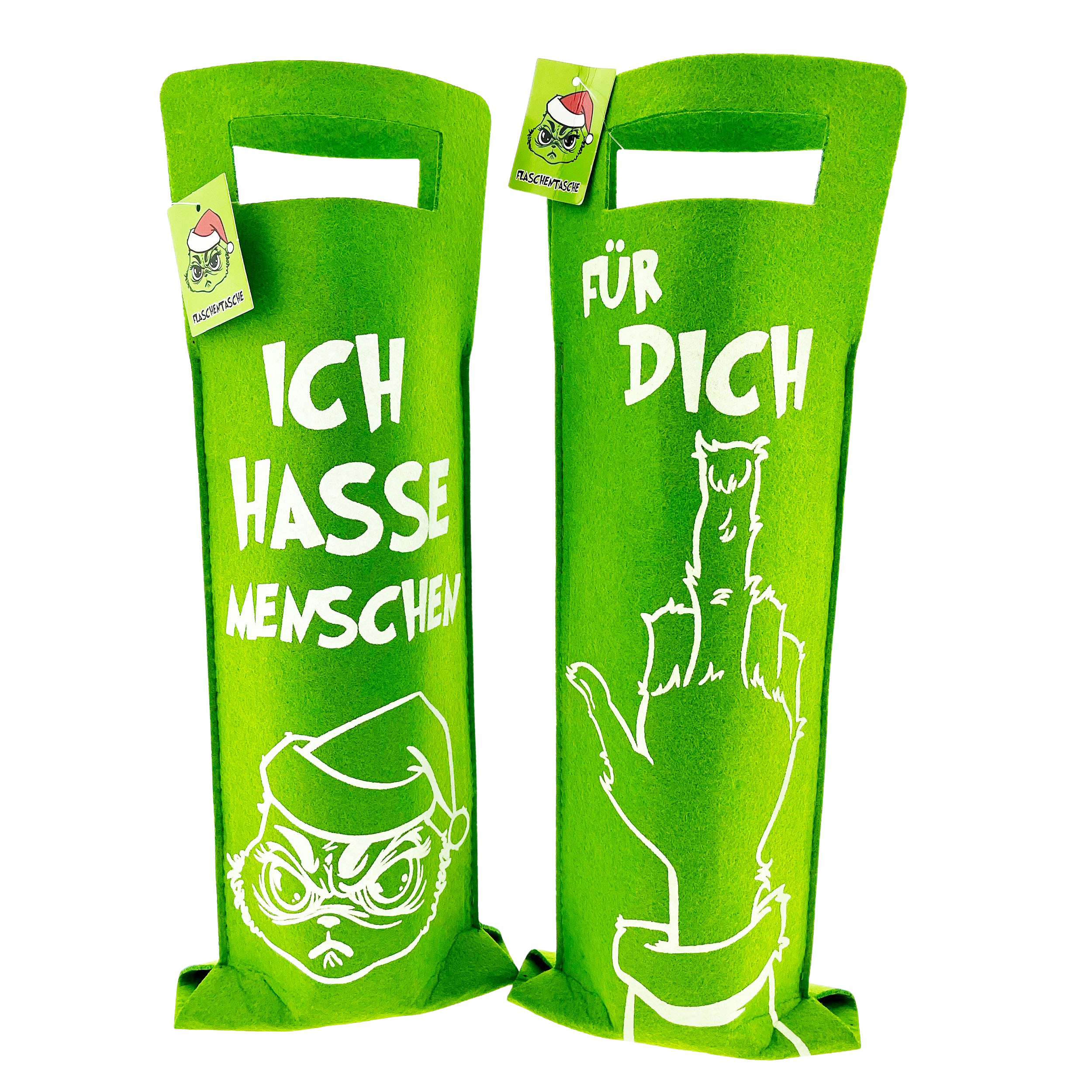 02644-1-Kopie 6 x Flaschentasche "Festtags-Muffel" aus Filz - 2 Motive