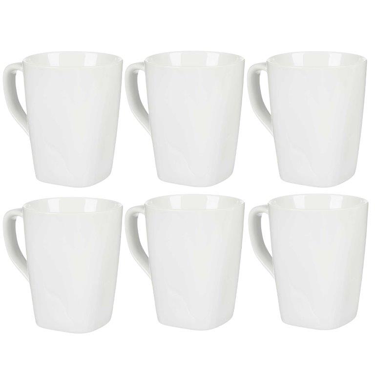 6-teiliges Set große Tassen aus weißem Porzellan
