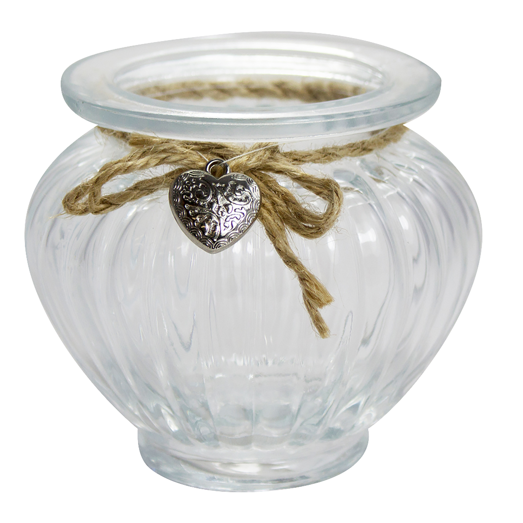 12 Gläser + rustikales Juteband + 12 Ornamentherzen