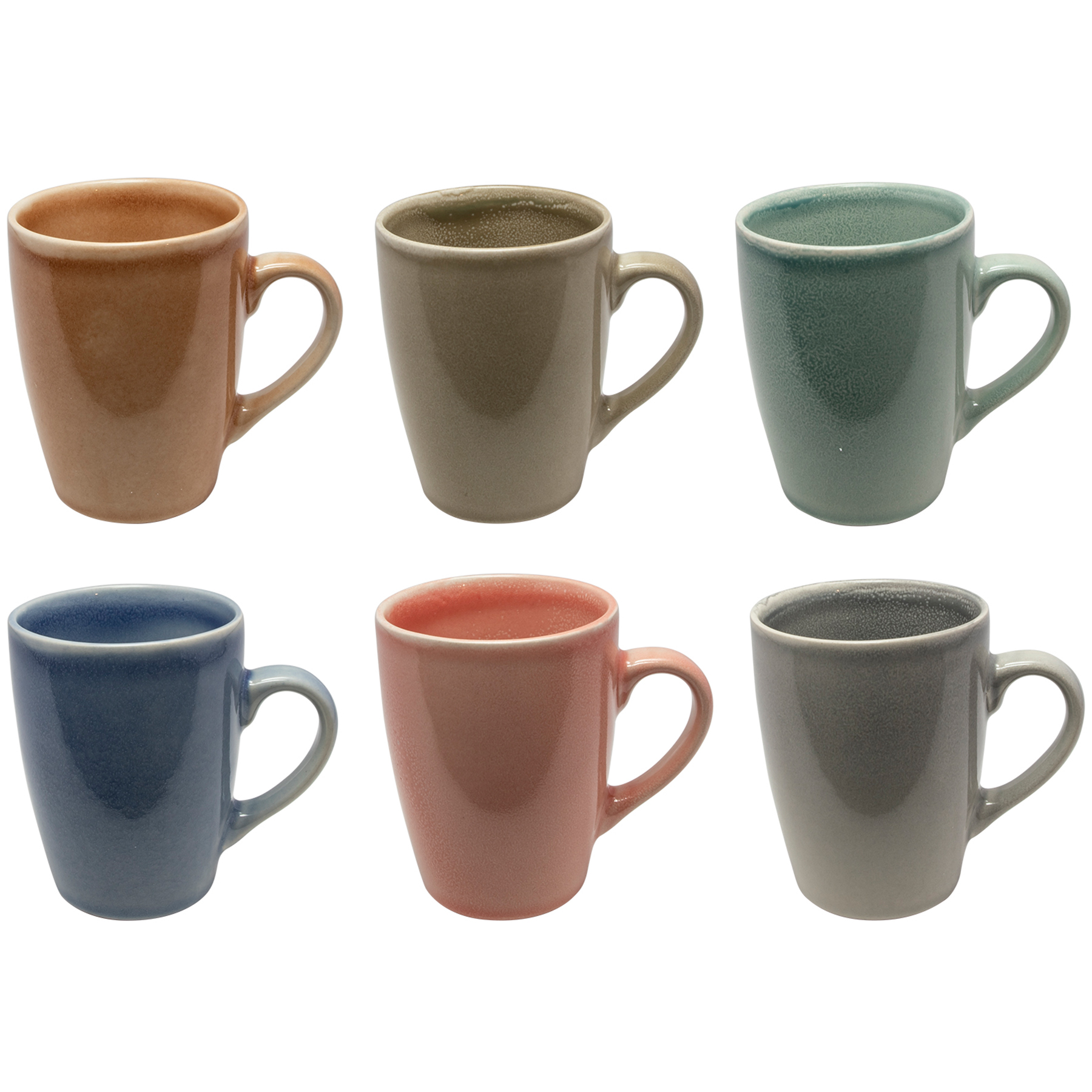 6-tlg.Set Kaffeebecher-Set aus Keramik in unverwechselbaren Farbtönen