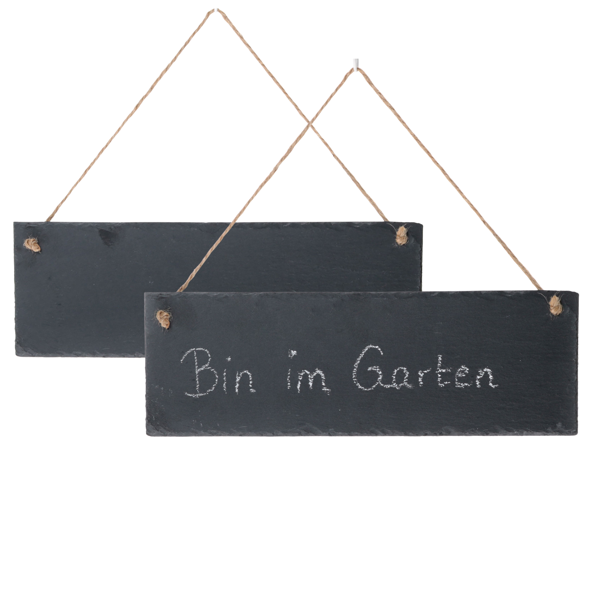 90842-2er Schiefertafel mit Juteseil zum Hängen 30 x 10 cm