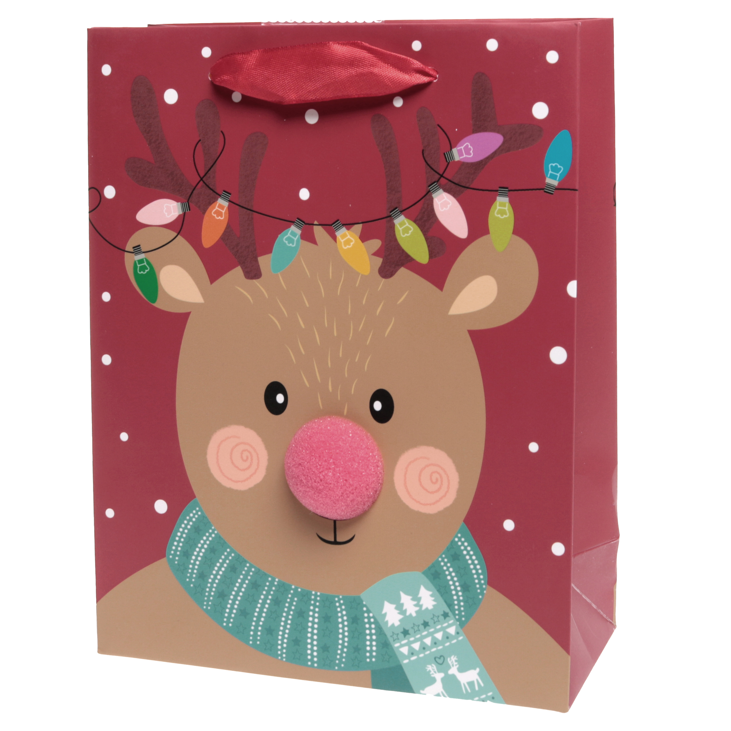 94168 12 x Geschenktüten aus Papier mit süßer Pompon-Nase für Weihnachten