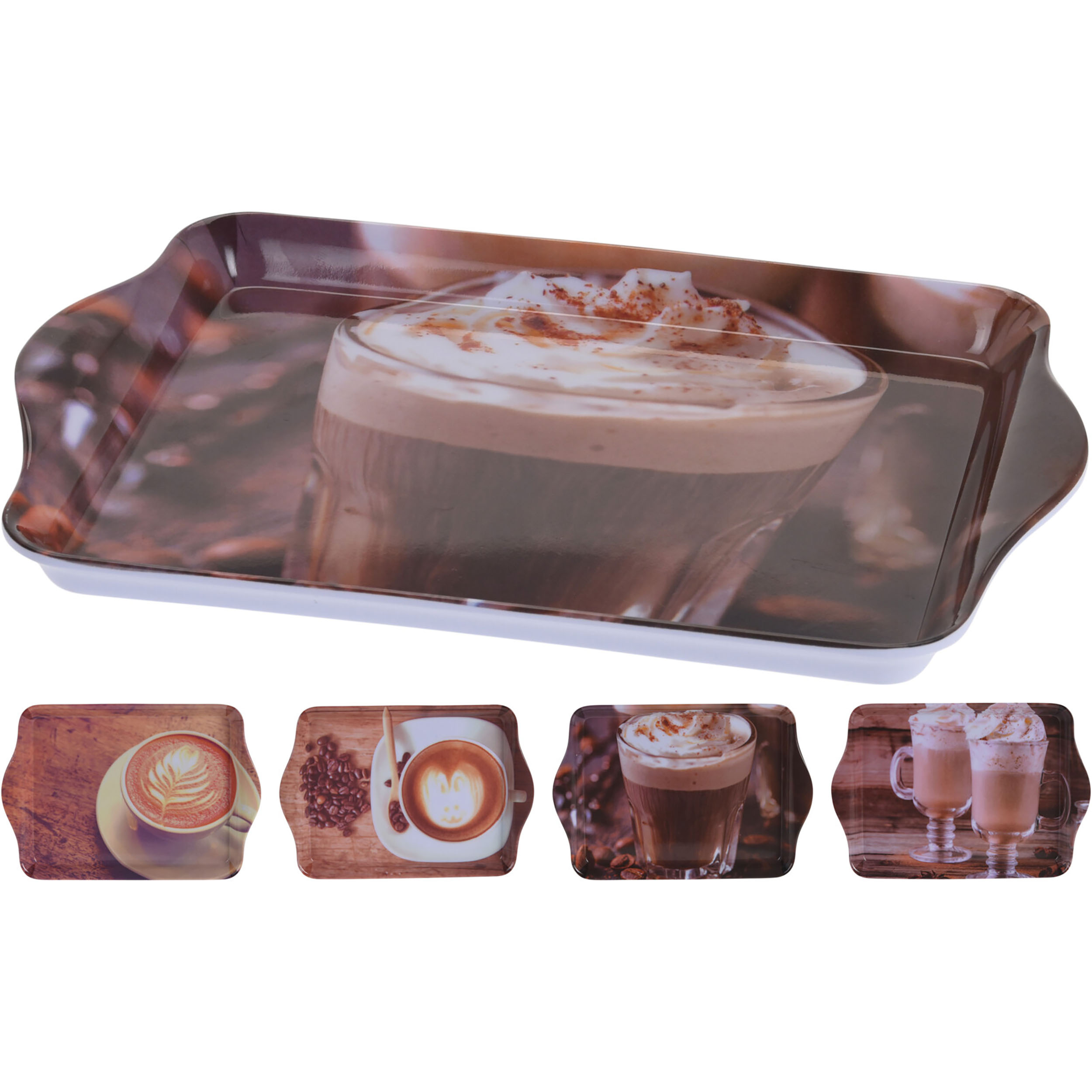 170459000_ 4-tlg. Set Tabletts aus Melamin - vier Modelle - 21 x 14 cm