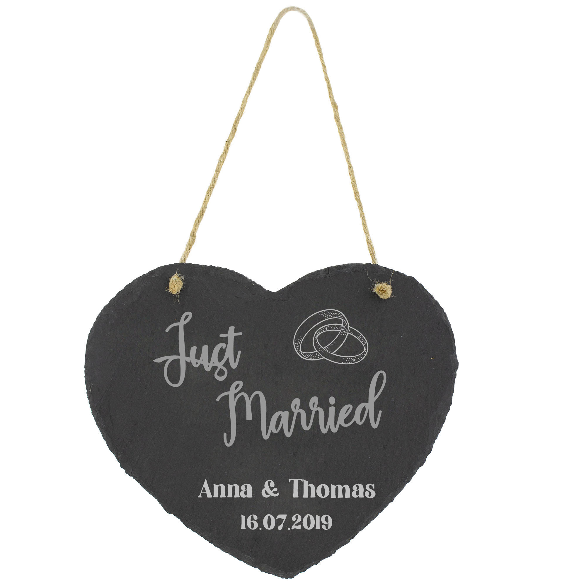 Schieferherz mit perönlicher Gravur zur Hochzeit 19,5 x 16 cm