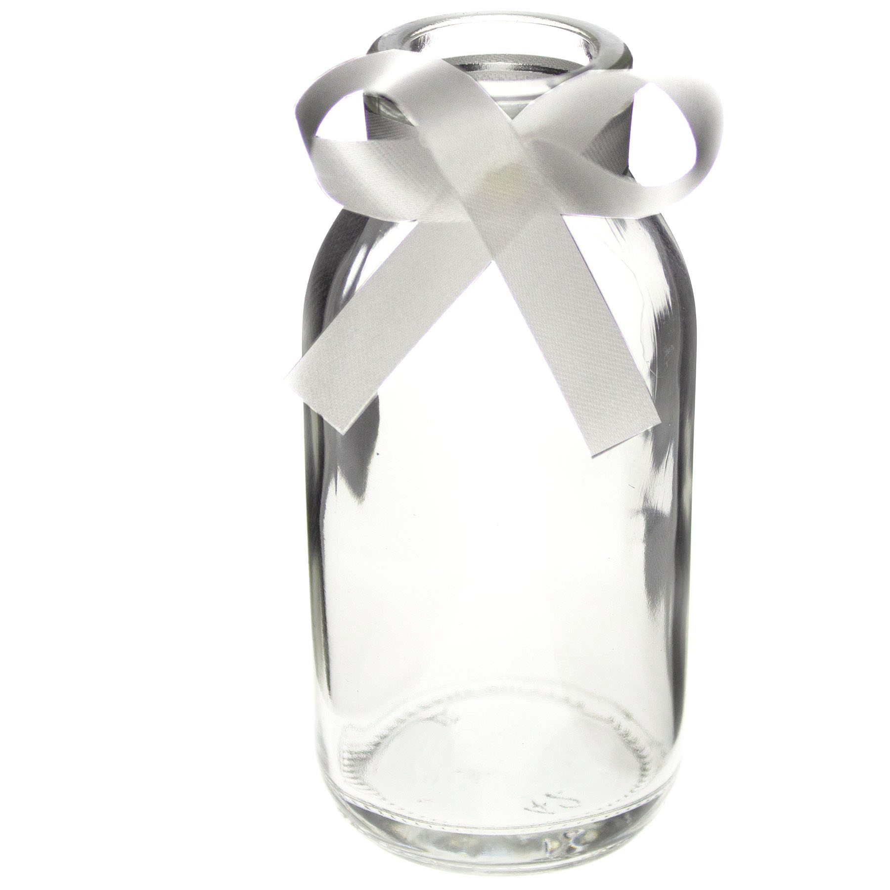 546984_Mit-Band-weiss_Glasfl-schchen 12 x Glasfläschchen im Landhausstil H 10,5 cm inkl. Dekoband