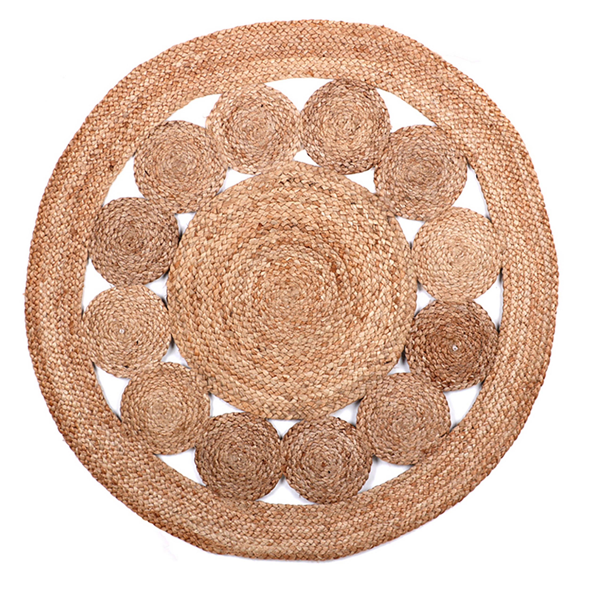 Teppich rund Ø 90 cm aus 100% Naturfaser Jute