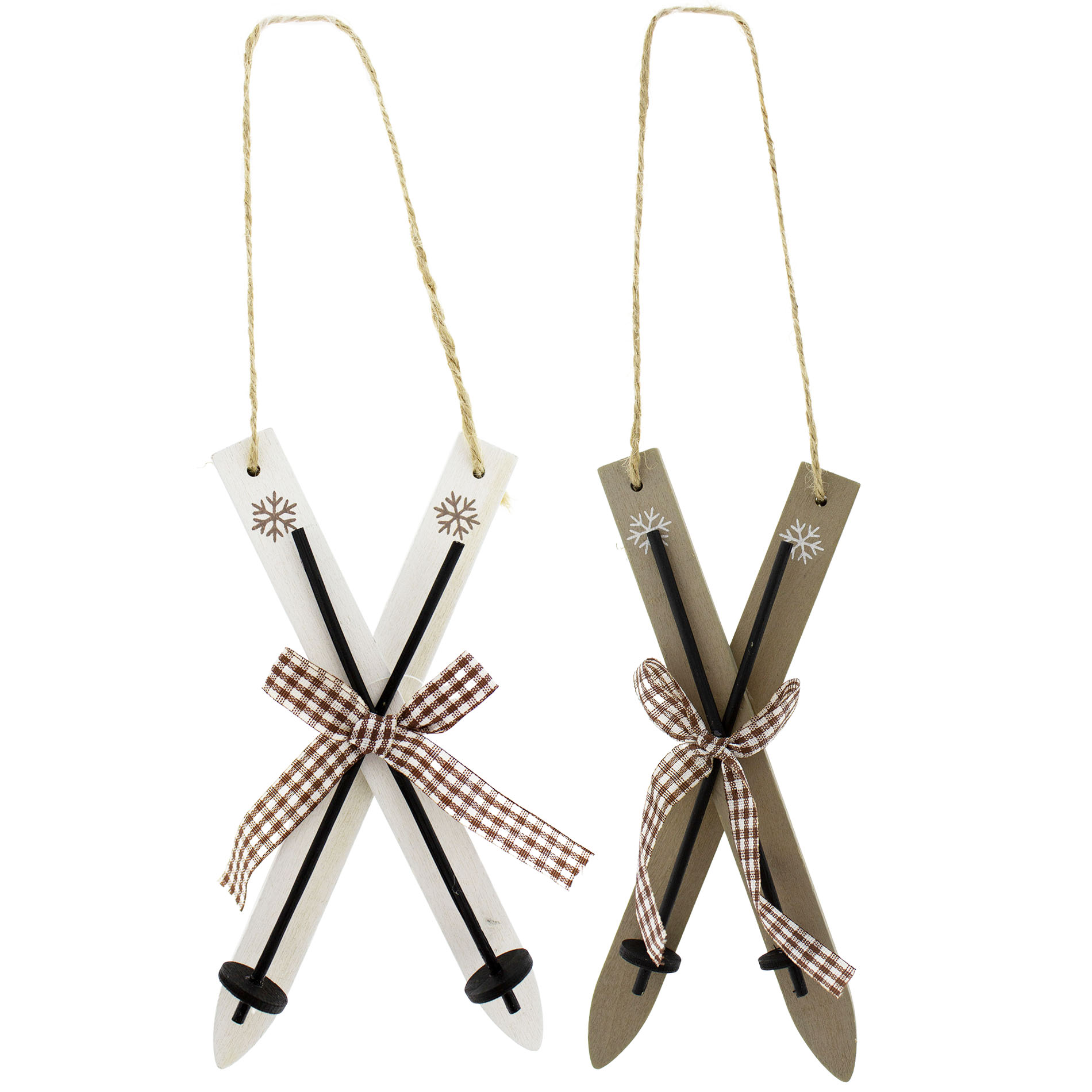 6 x Dekoschlitten oder Dekoski aus Holz im Retro-Look L 9 - 16 cm