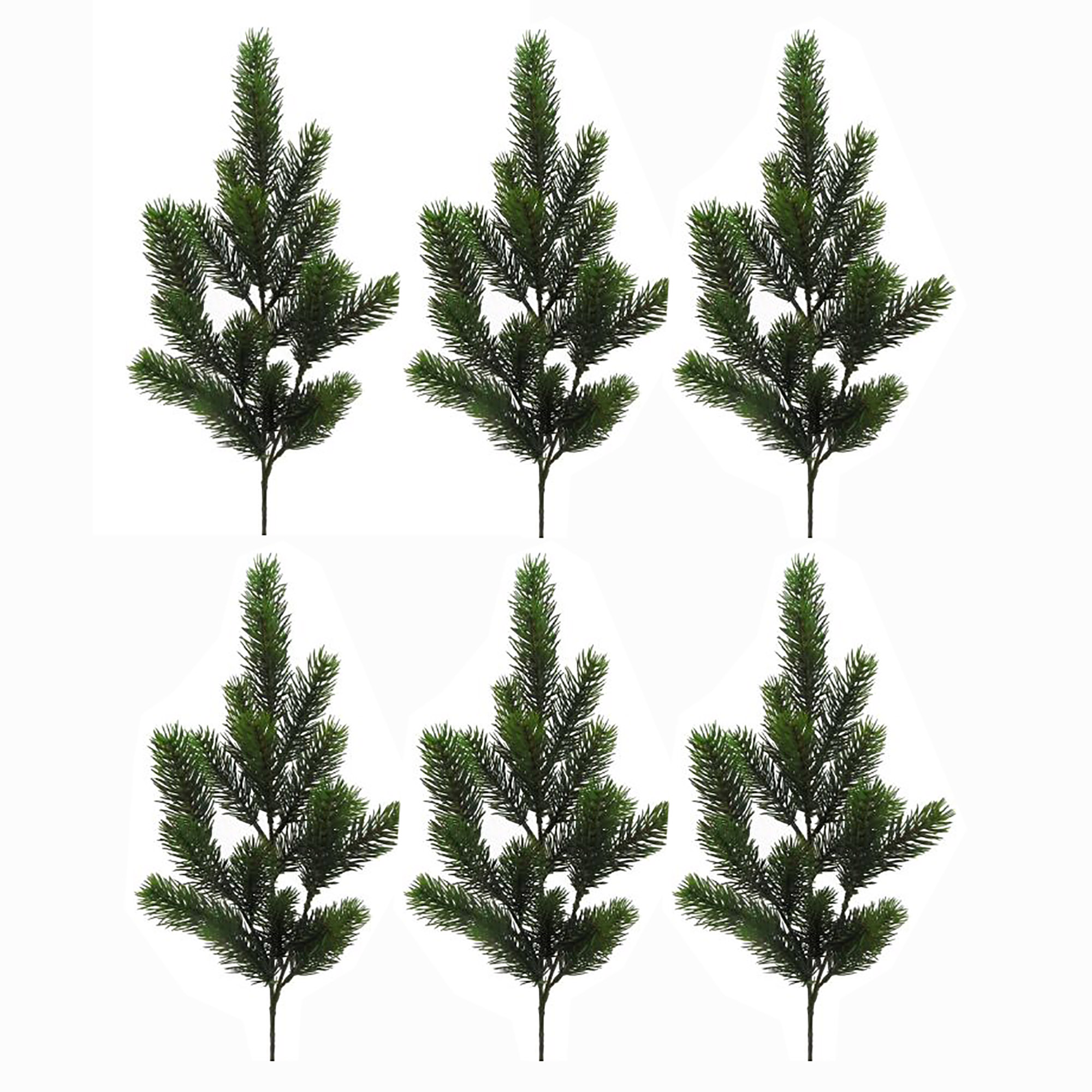 304752-00-Kopie6er 6 x Tannenzweige künstlich und naturgetreu L ca. 60 cm - 18 Triebe - Für Innen und Außen
