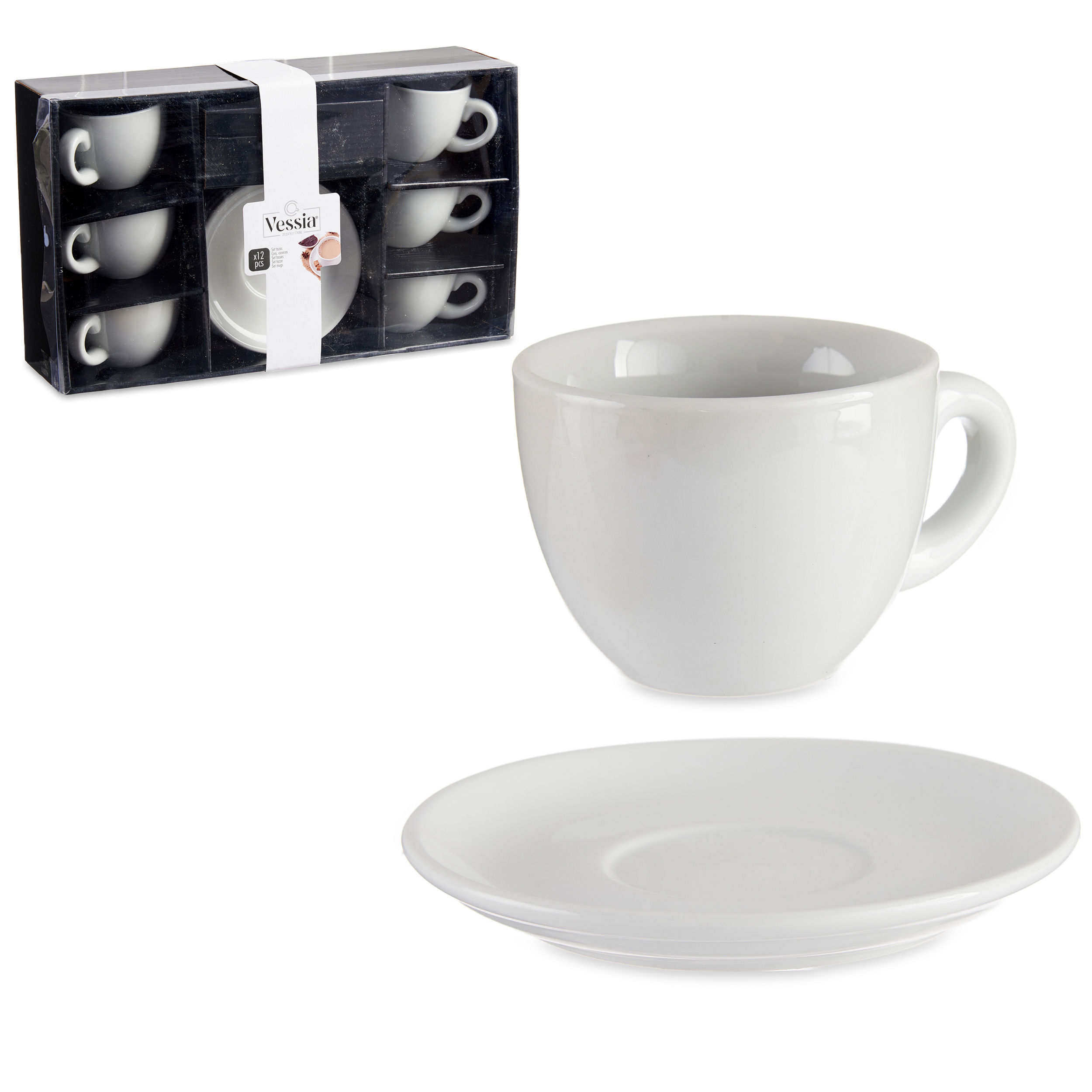 86531_AR-Kopie 12-tlg. Set Kaffeetassen mit Unterteller aus Porzellan 200 ml