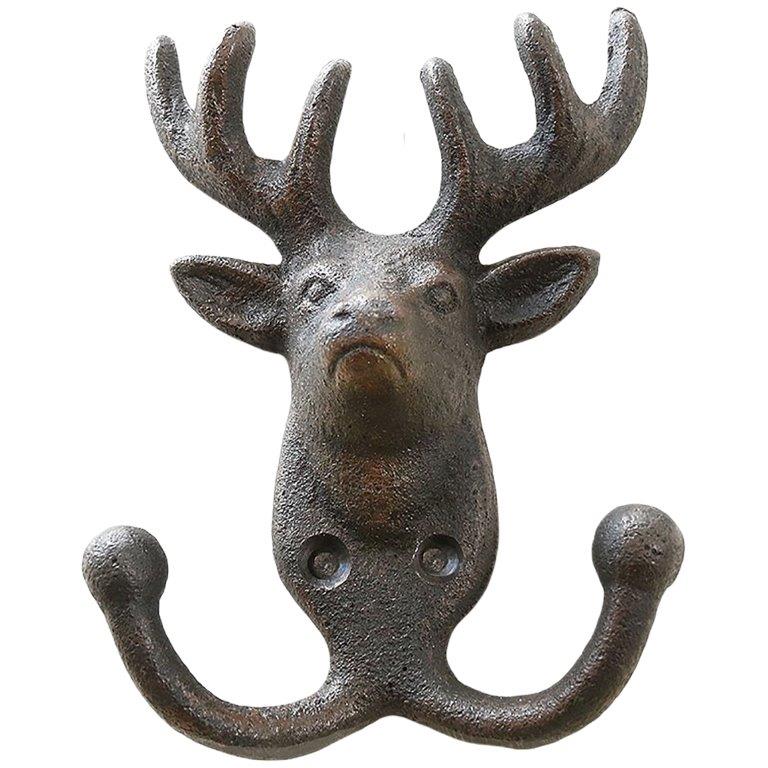 71702_Hirsch-Wandhaken_Garderobenhaken Wandhaken als Hirsch oder Geweih im Vintage-Look aus Gusseisen