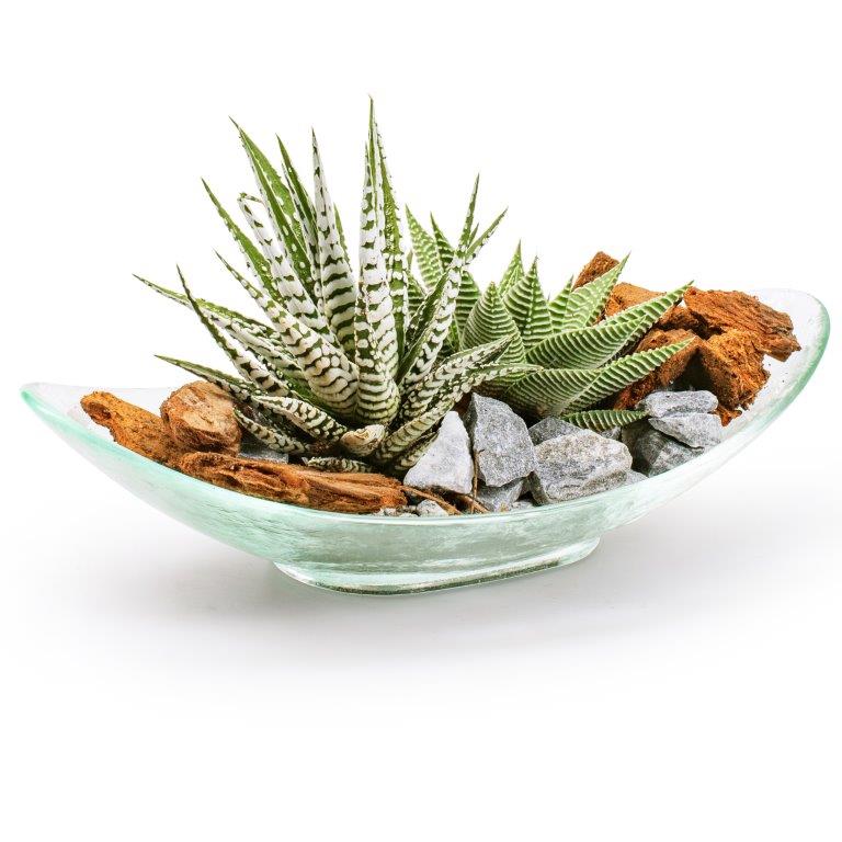 Dekoschale aus Glas in ovaler Form