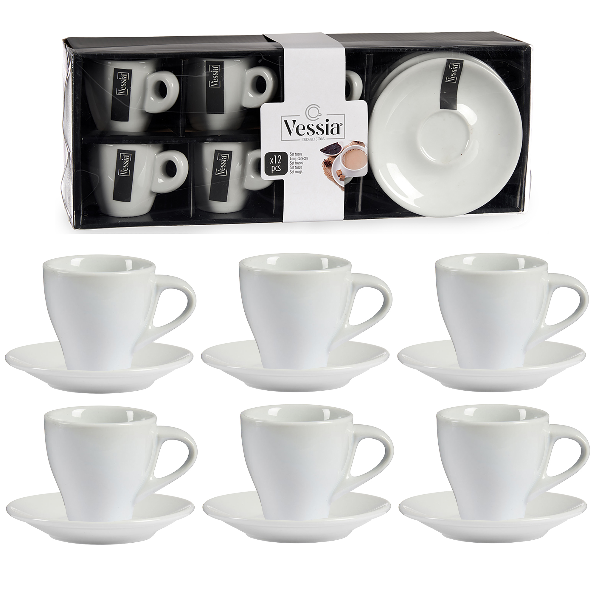 90389_AR-Kopie-Kopie 6 x Tassen mit Unterteller aus Porzellan / 12-teilig