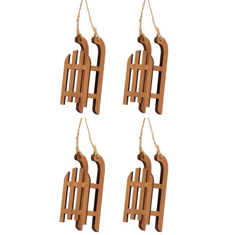 238660-Kopie 4 x Holzschlitten mit Juteschnur zum Hängen oder Stellen L 9 cm