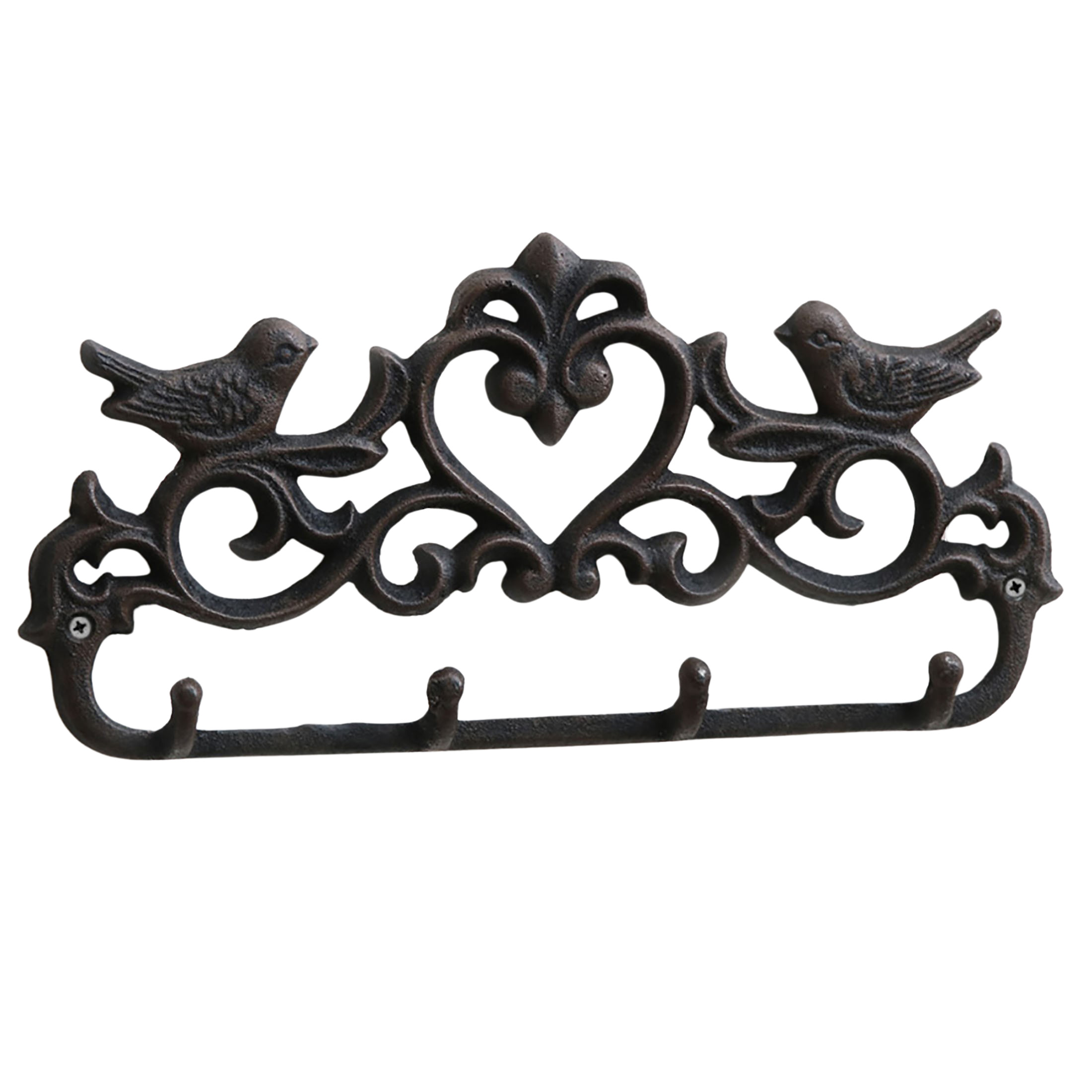 70220LLS5kvKSPU4An Hakenleiste "Vogelpaar" aus Gusseisen mit 4 Haken 31,5 x 3 x 14 cm (L/B/H)