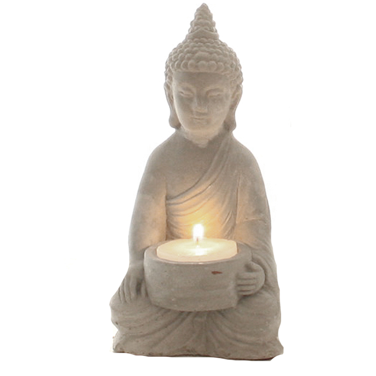 Teelichthalter "Buddha" aus Beton H 21 cm
