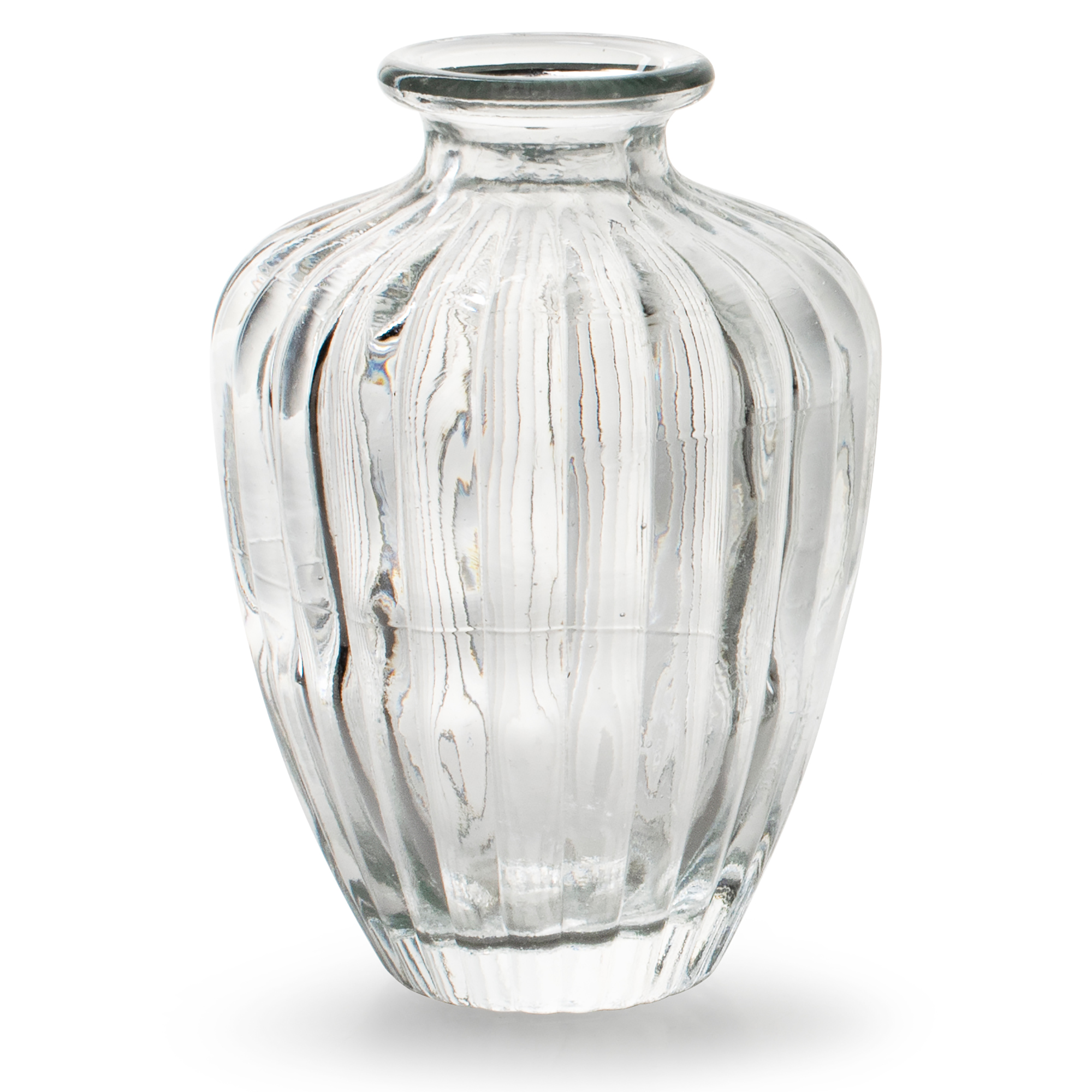 40675pAoKxnDLqqwFj 6 x Vasen aus Glas in geriffelter Optik, klar H 10,5 cm - Ø 7,5 cm