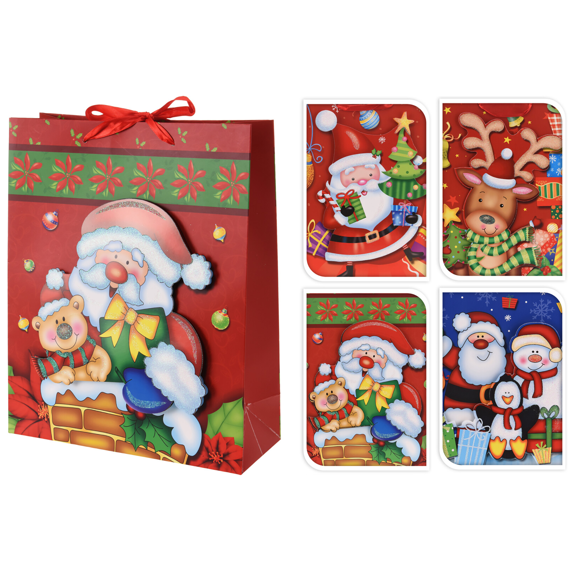 ABB300000__ 12 x Geschenktüte aus Papier für Weihnachten in origineller 3-D Optik