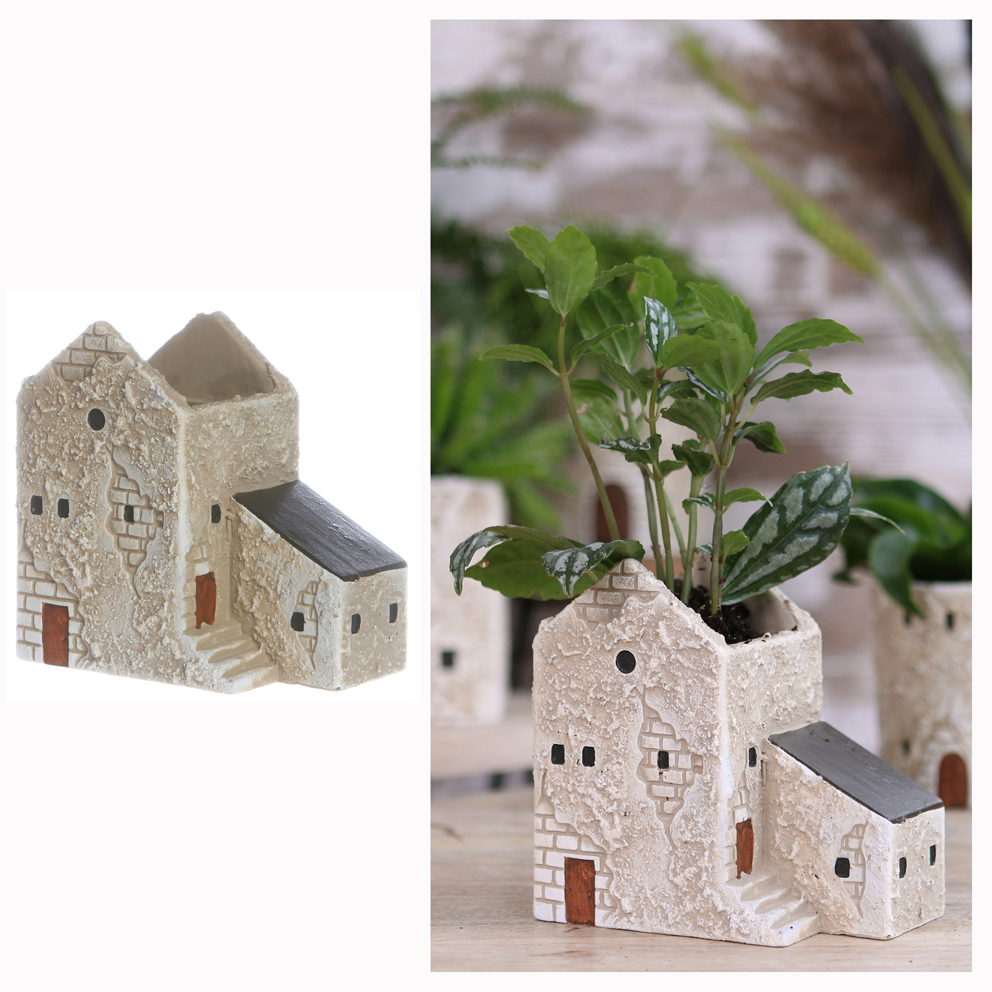 1 Stück Haus m. Scheune (12,5 x 7,6 x 13 cm) L/B/H