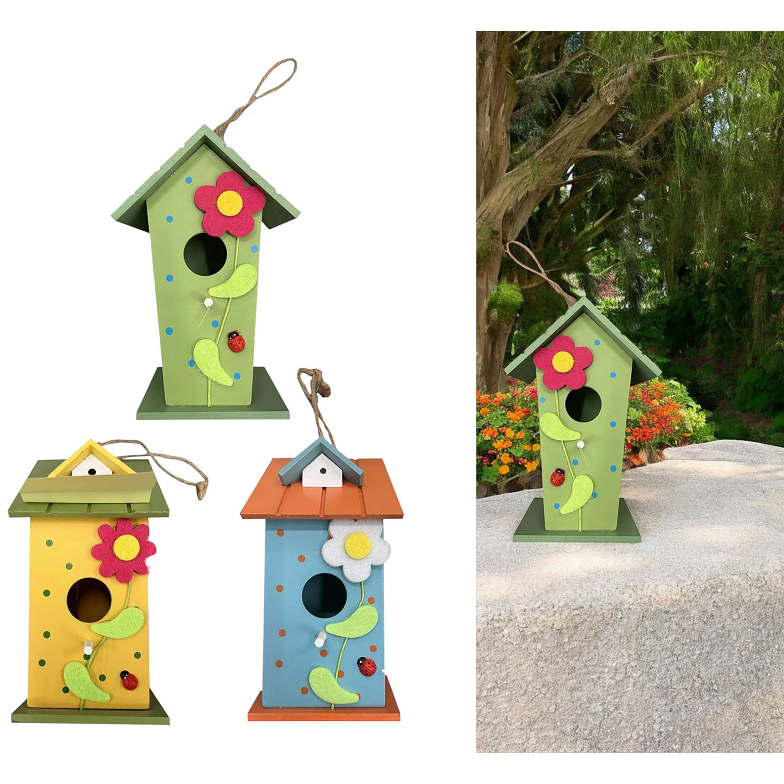 Vogelhaus Nistkasten "Summer Edition" - Brutkasten aus Holz  - 19 x 9 x 9 cm