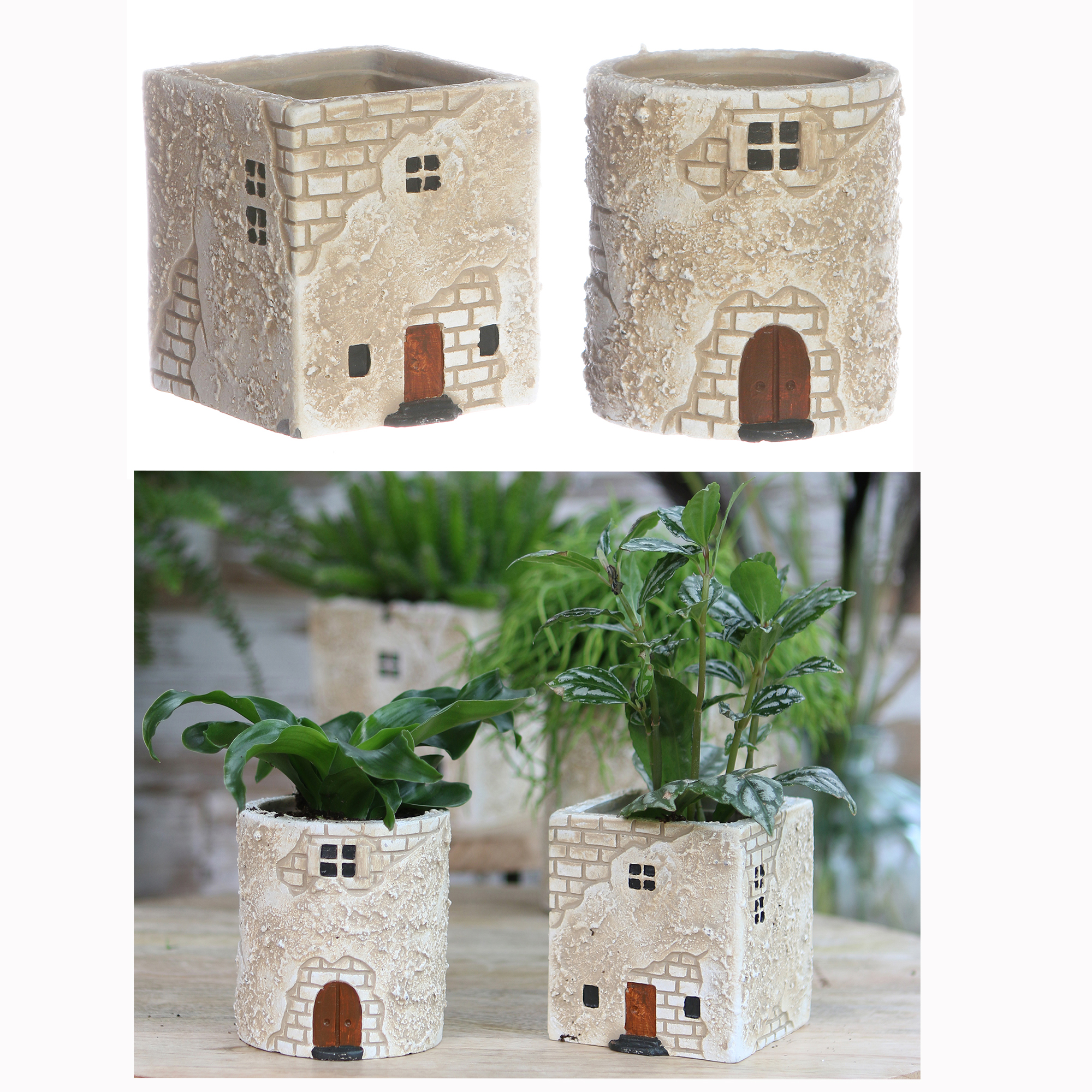 2-tlg. Set rund + eckig (Ø 7,5 cm - H 8,5 cm)