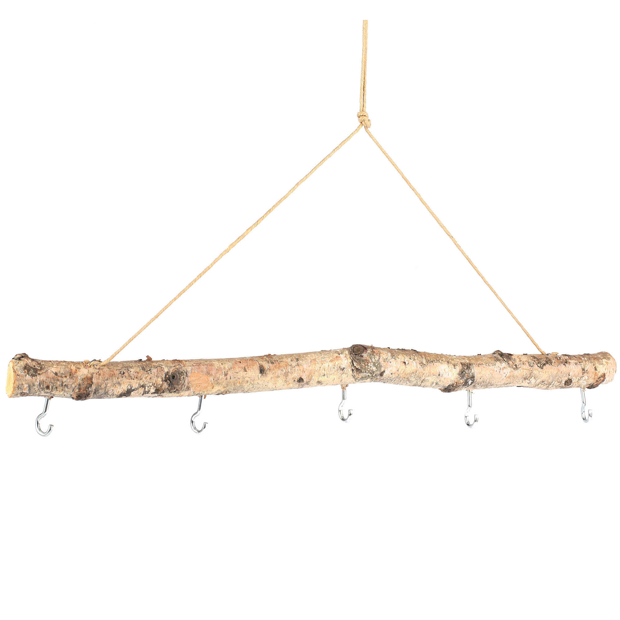 26BR51_ Birkenast mit 5 Haken zum Hängen, L 50 cm