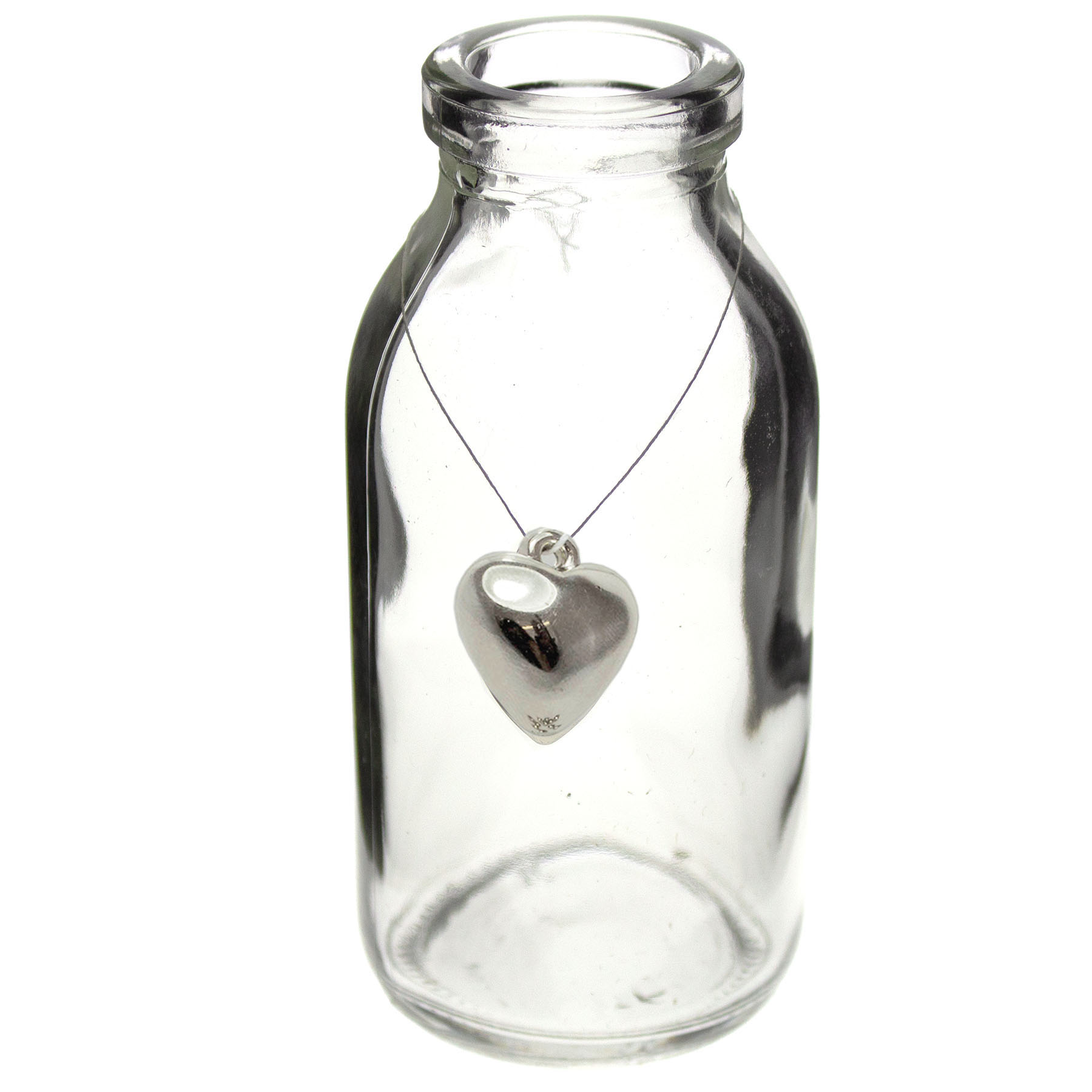 546984_Vase-mit-Herz 12 x Glasfläschchen - Vasen H 10,5 cm inkl. 12 Herzen mit Öse zum Verzieren