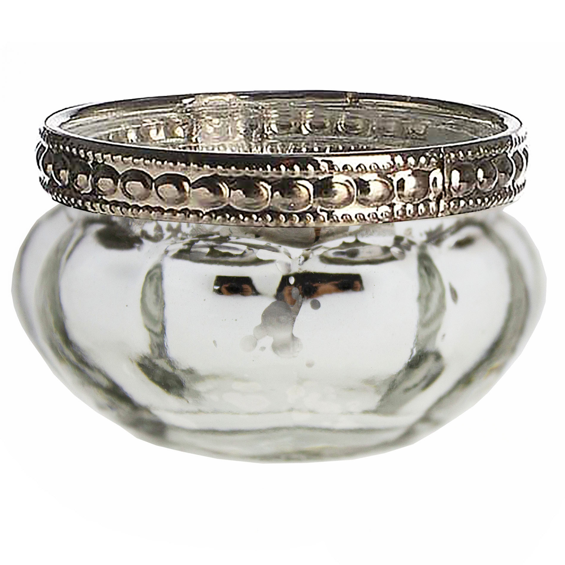 44902_Teelichtglas_ 8 x Teelichtgläser mit Metallmanschette, Vintage-Look