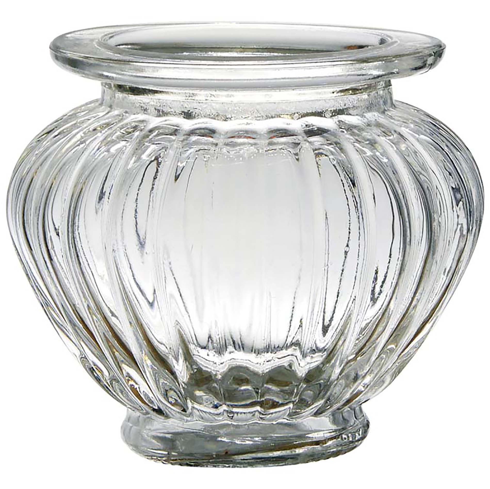 12 x Windlichter aus Glas mit geriffelter Struktur und Zirbelnuss-Optik