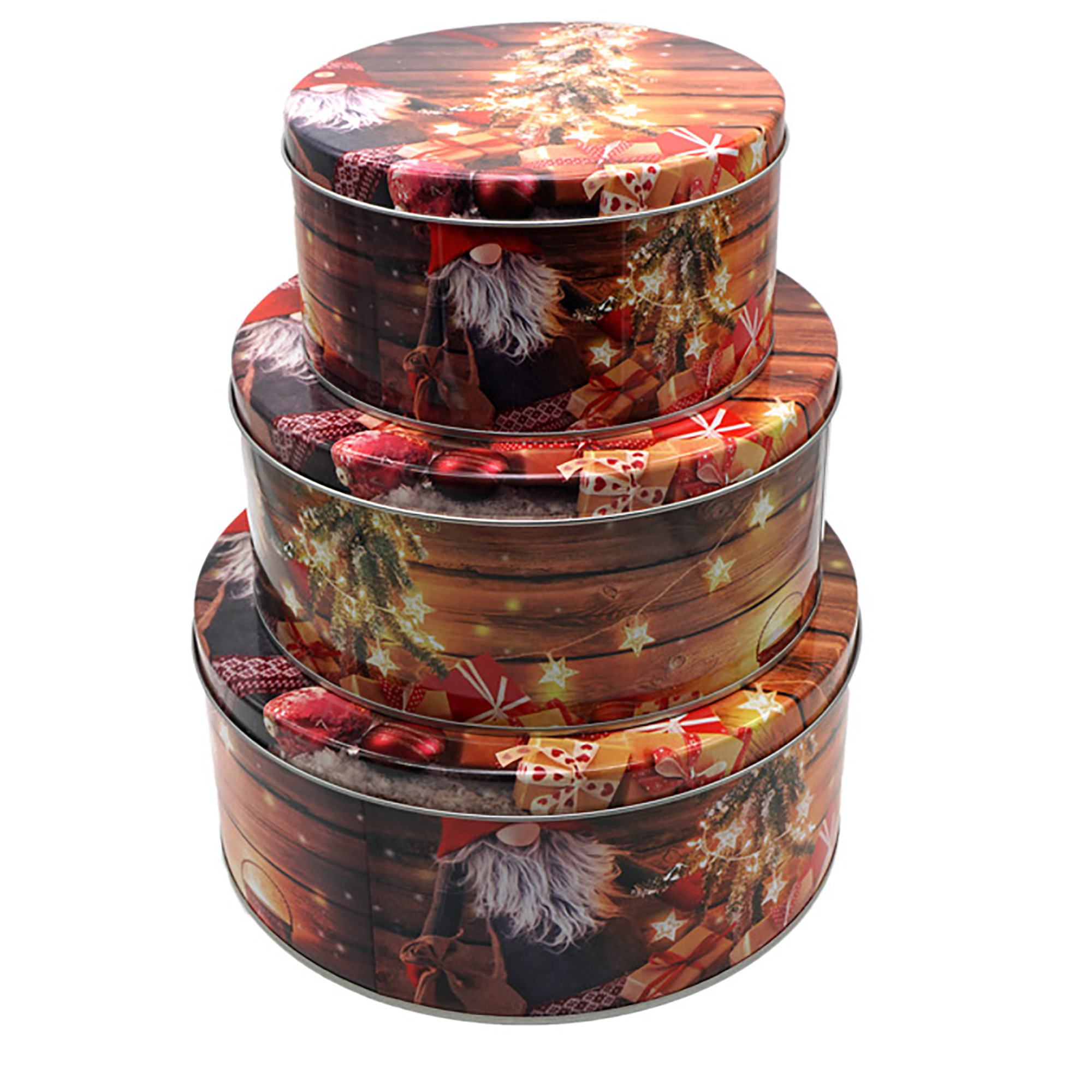 3-tlg. Set Gebäckdosen mit weihnachtlichen Motiven Ø 13 - 20 cm