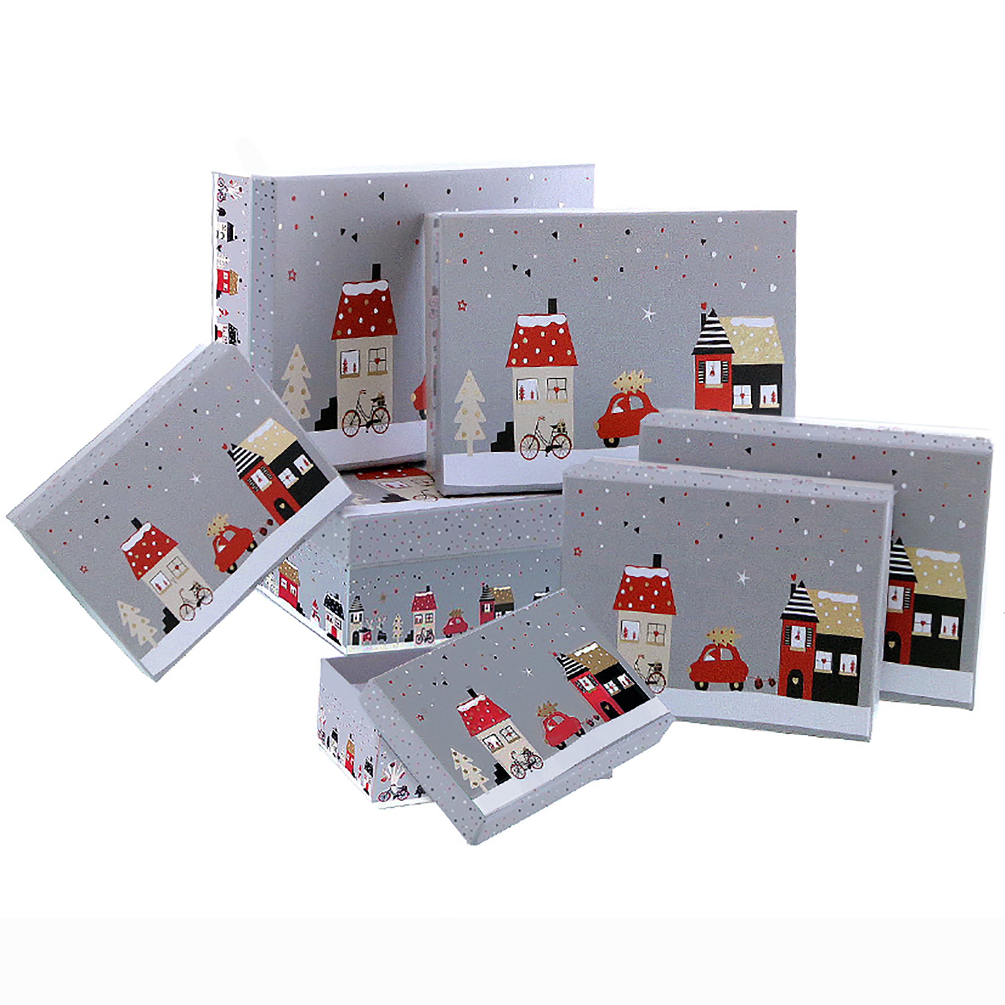 69825TzxRTJZ9JJJfG 7-tlg. Set Geschenkkarton "Weihnachten" mit zauberhaften Motiven