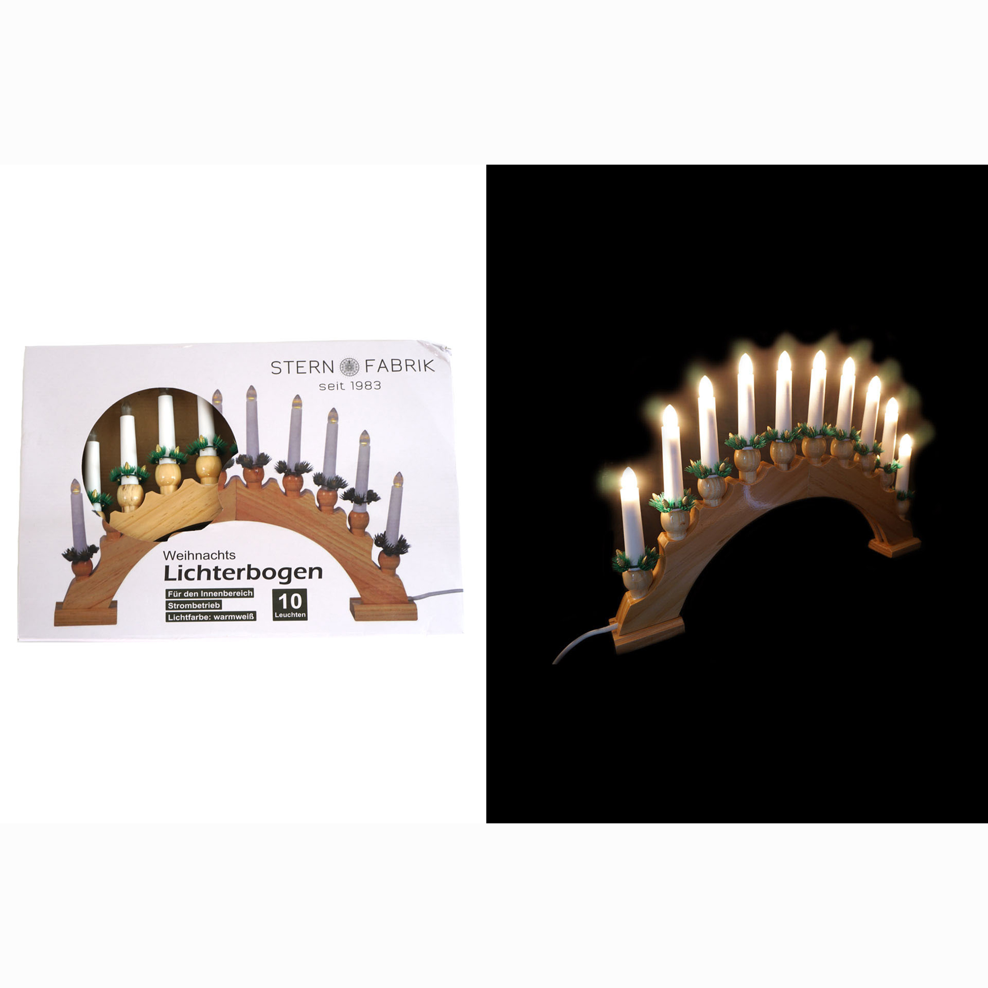 01238HsXKwSu6BbTbV LED Lichterbogen mit 10 LED warmweiß - 46 x 20 cm