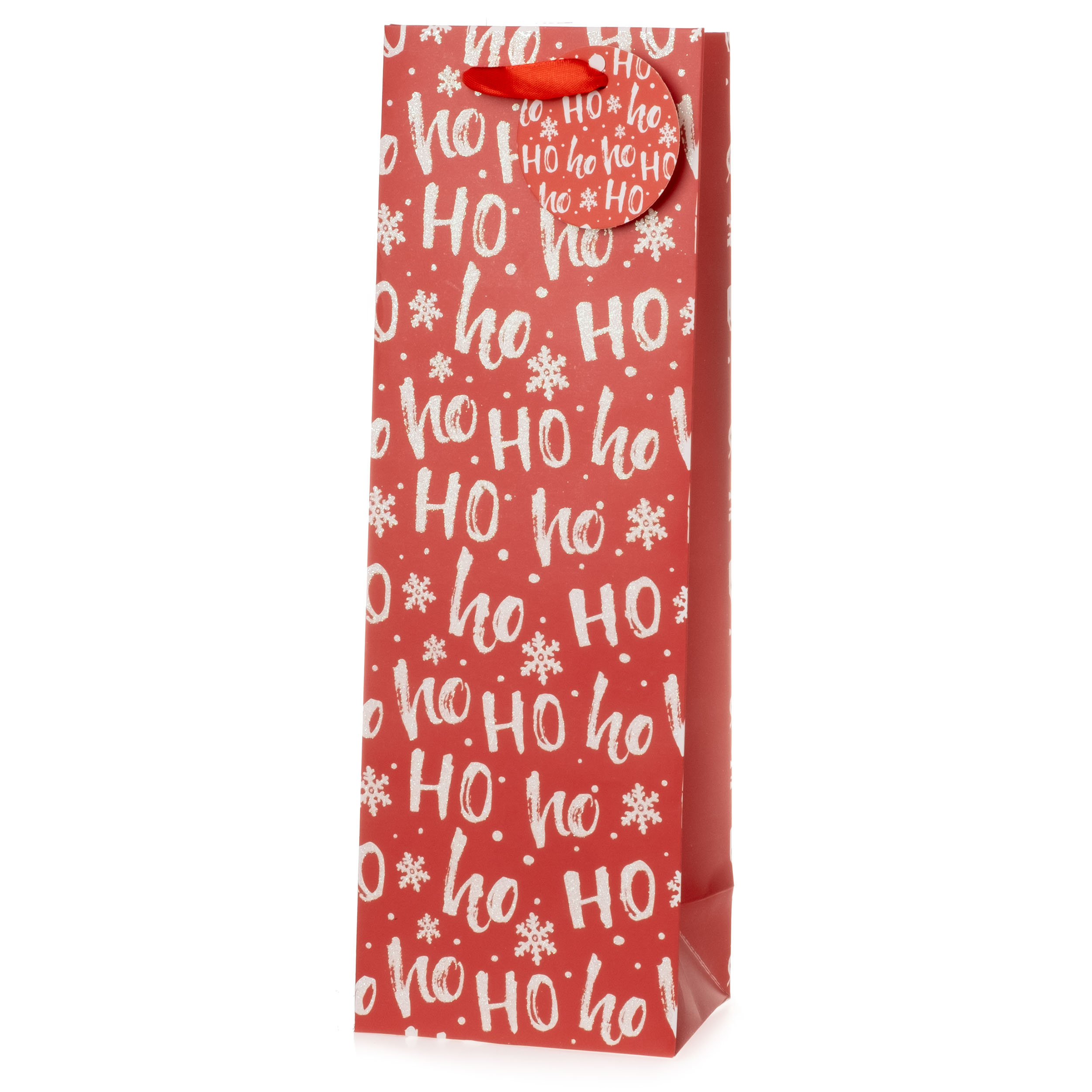 94156 12 x Flaschentüte "HoHoHo" aus Papier 12 x 9 x 36 cm (B/T/H)