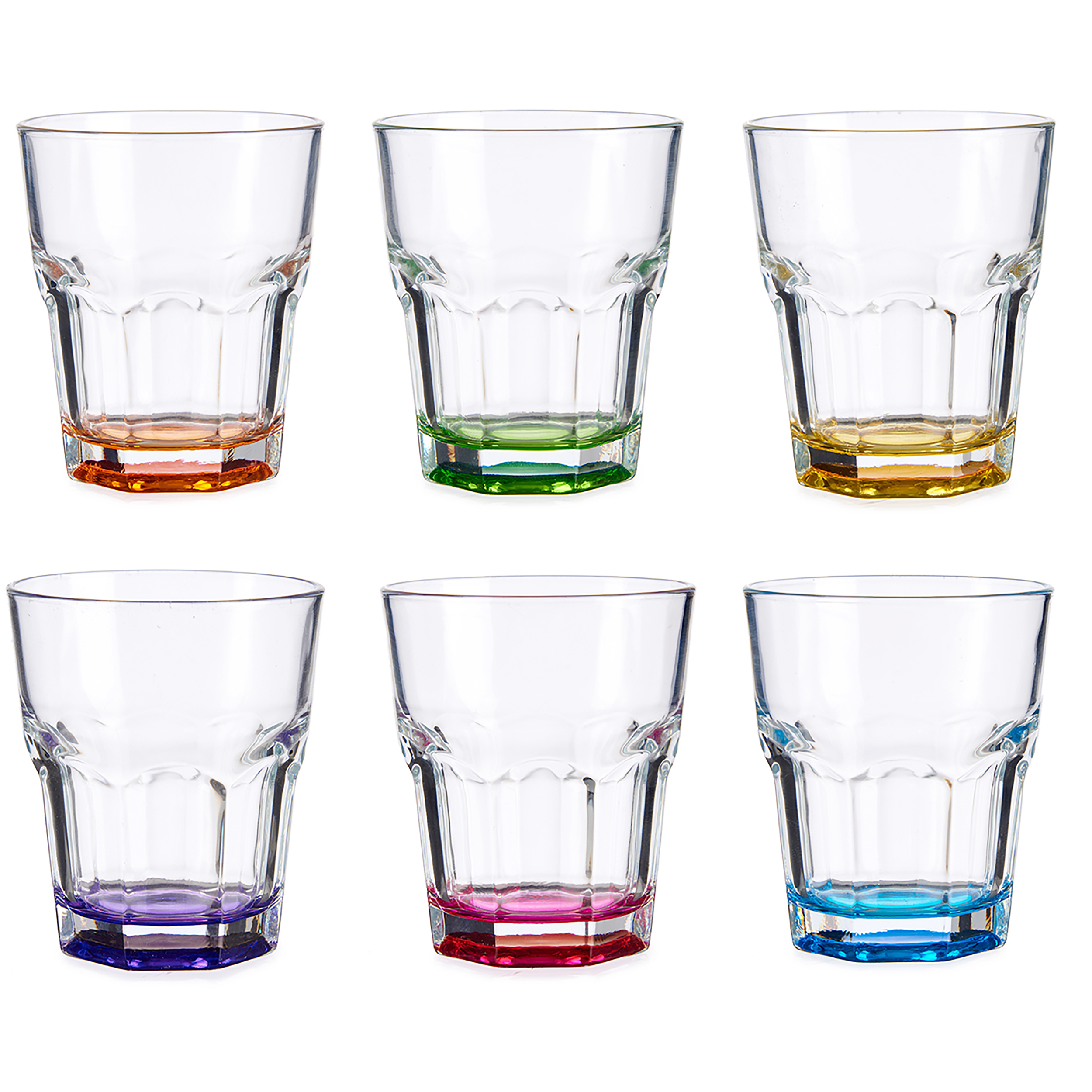 41362_ 6 x Trinkgläser mit buntem Boden - 285 ml - Garantiert spülmaschinenfest