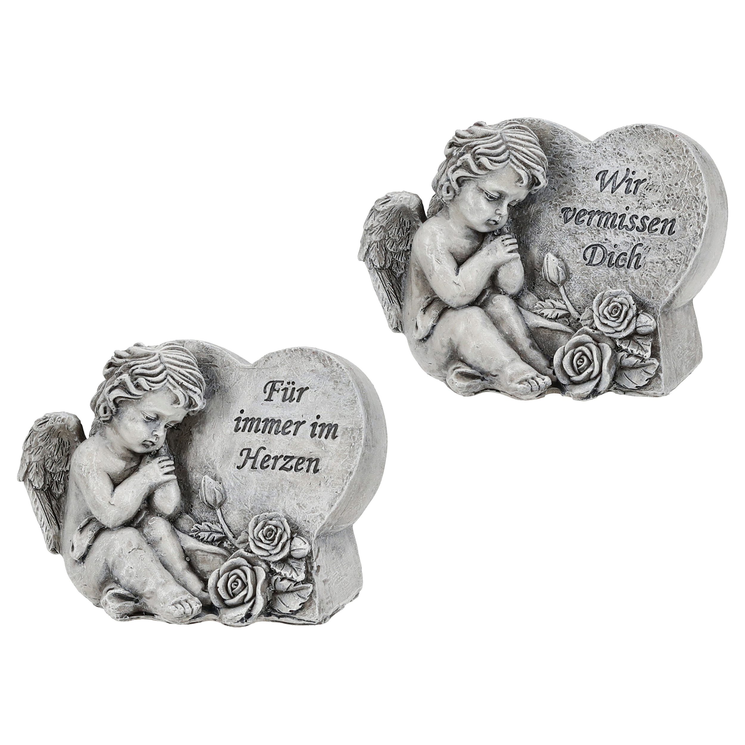 Grabdeko "Engel mit Herz" 12 x 9 x 7 cm