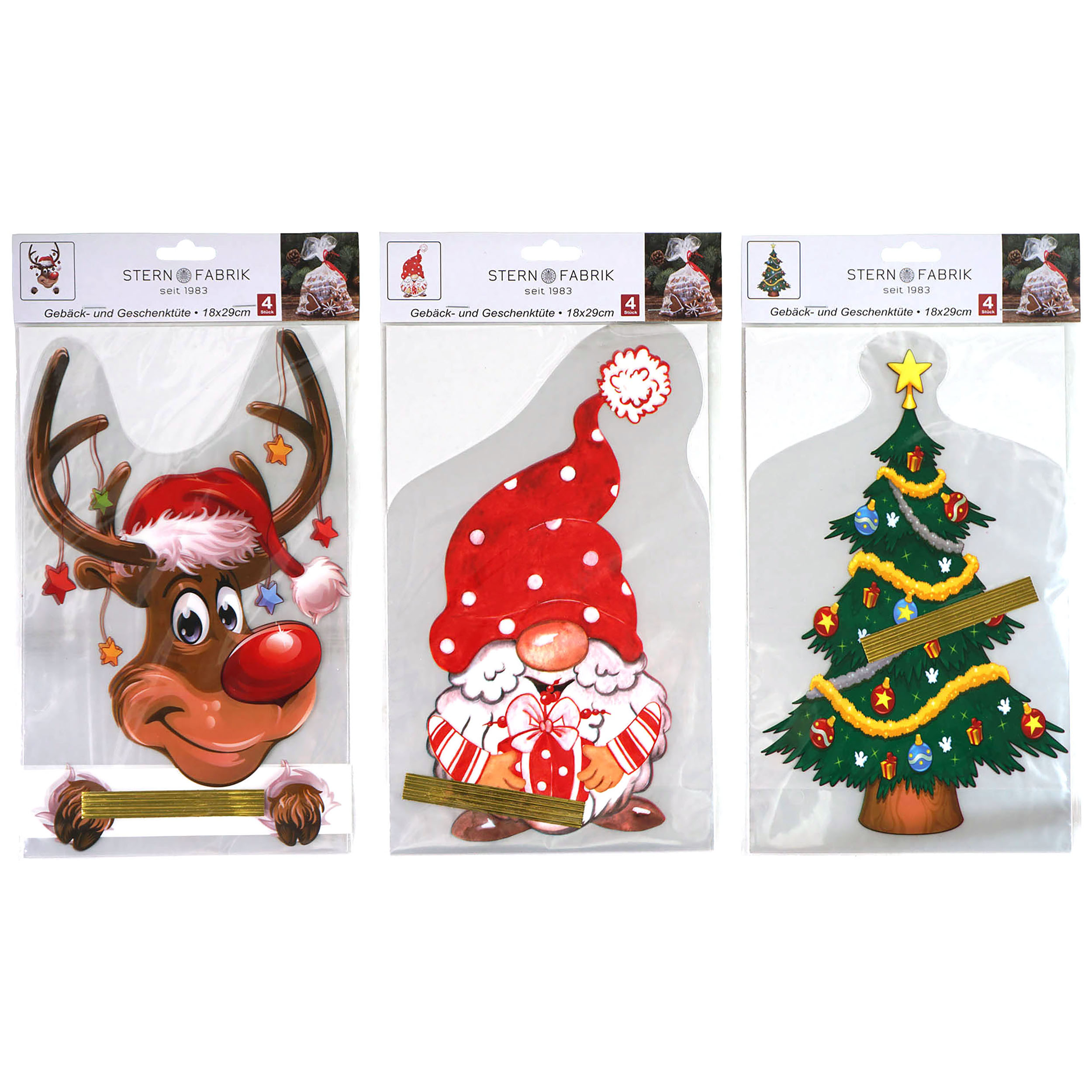 01240 12 x Gebäck- und Geschenktüten aus Zellophan 3D-Optik 18 x 29 cm