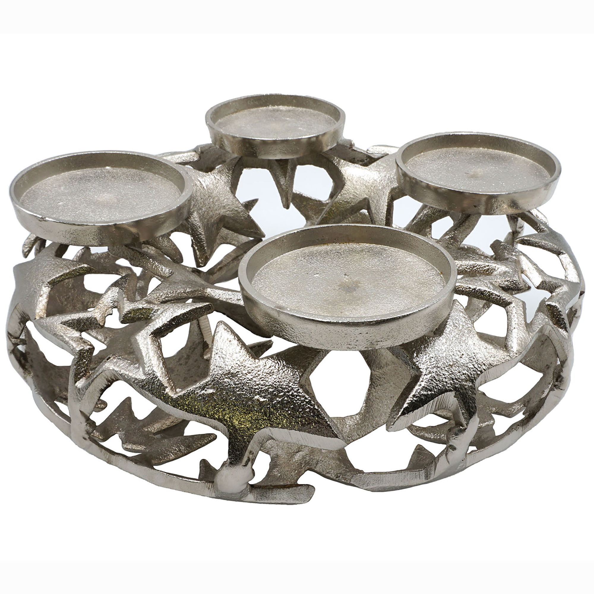 02527vbhVu6DC7llgl Adventskranz aus Aluminium in Handarbeit gefertig - für 4 Kerzen