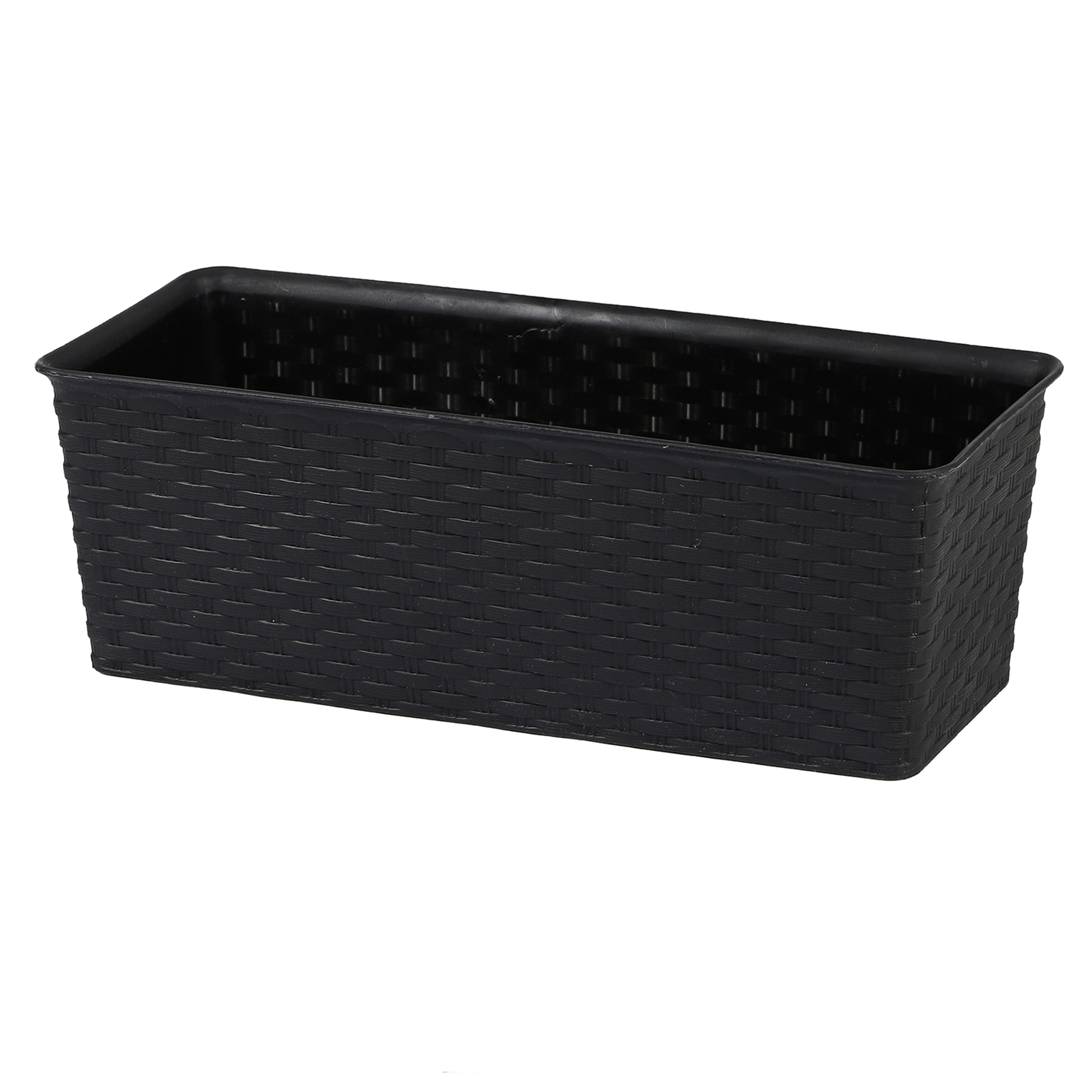 34369_ Balkonkasten - Blumenkasten aus Kunststoff in Rattan-Optik L 30, 40 oder 50 cm