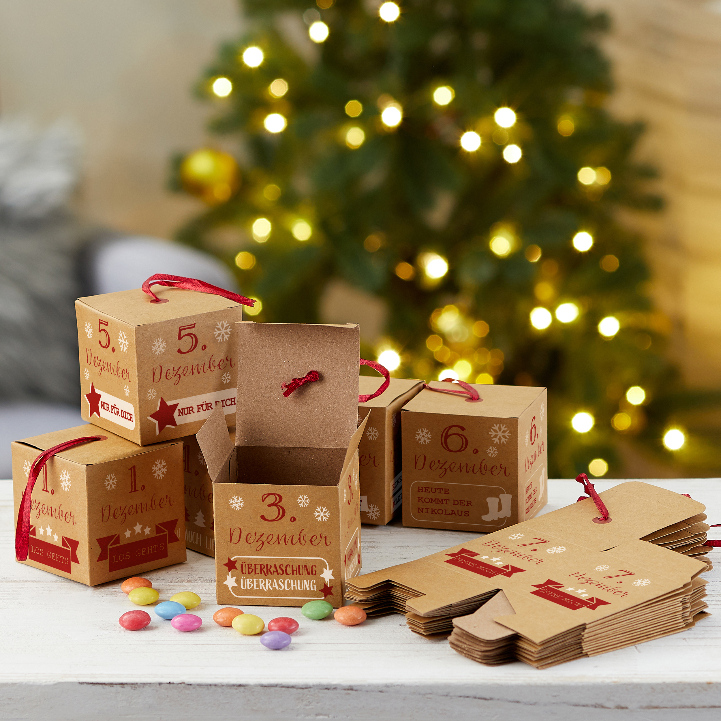 64717_Adventskalender-boxen Adventskalender DIY Bastelset, Boxen 24-tlg.