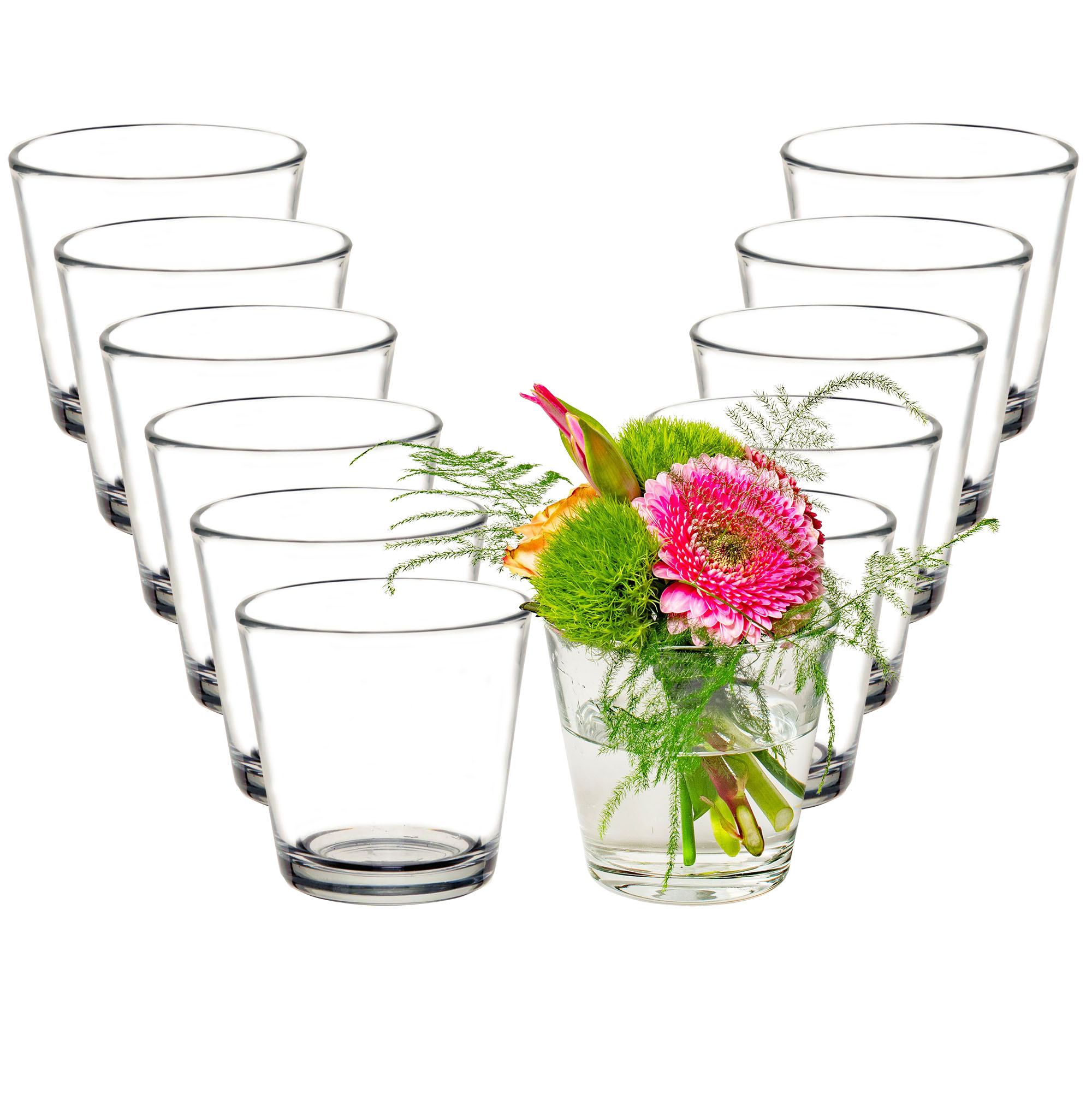 883434300_509570-2 12 x Windlichter Lilly aus Glas, konisch Ø 10 cm H 9 cm