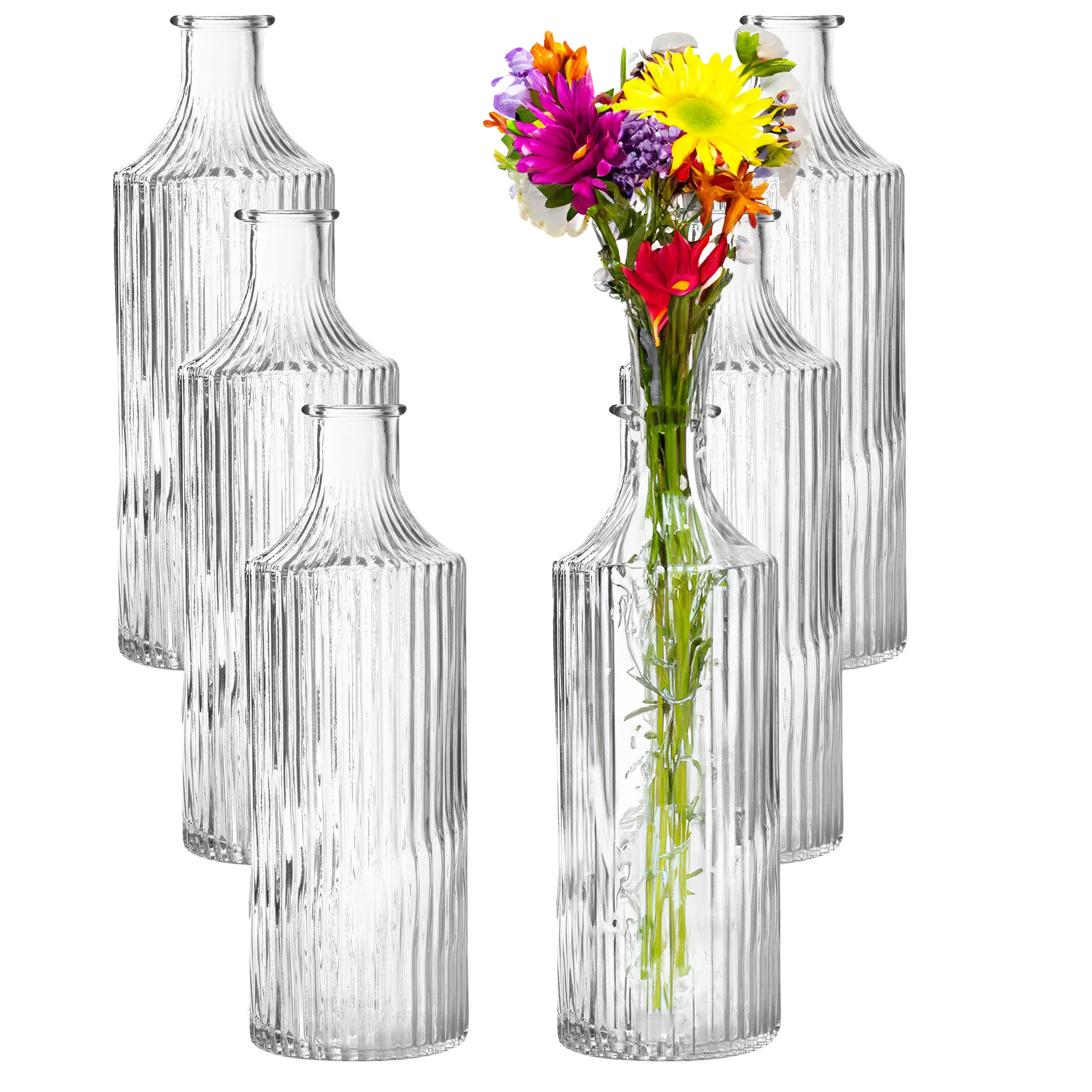 49274-6er-Kopie 6 x Vasen aus Glas im Vintage-Look H 22 cm