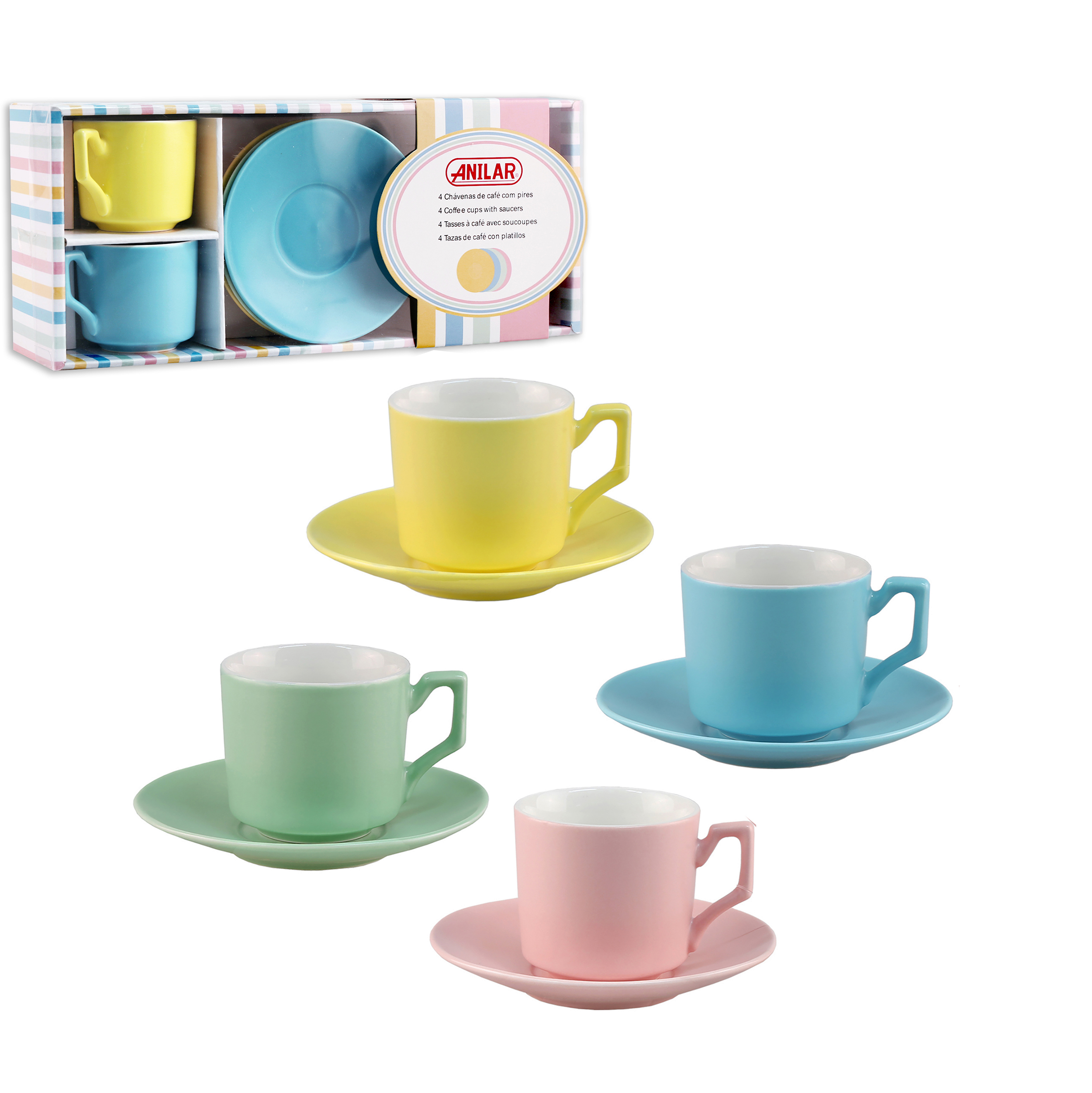 5125327-Kopie 8-tlg. Set Espressotassen mit Unterteller aus Keramik 80 ml