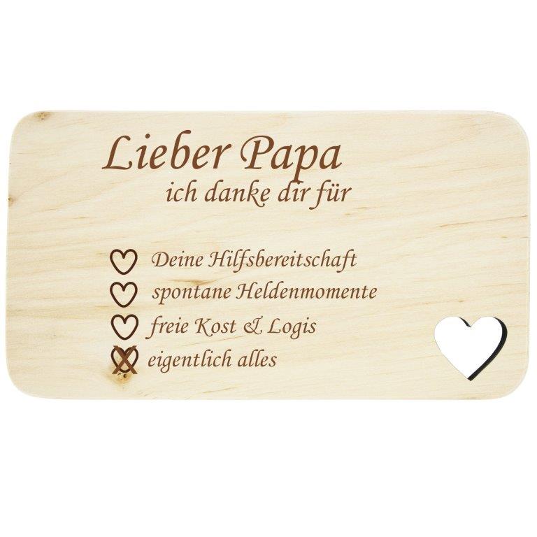 Frühstücksbrett/Schneidebrett 22 x 12 cm mit Gravur