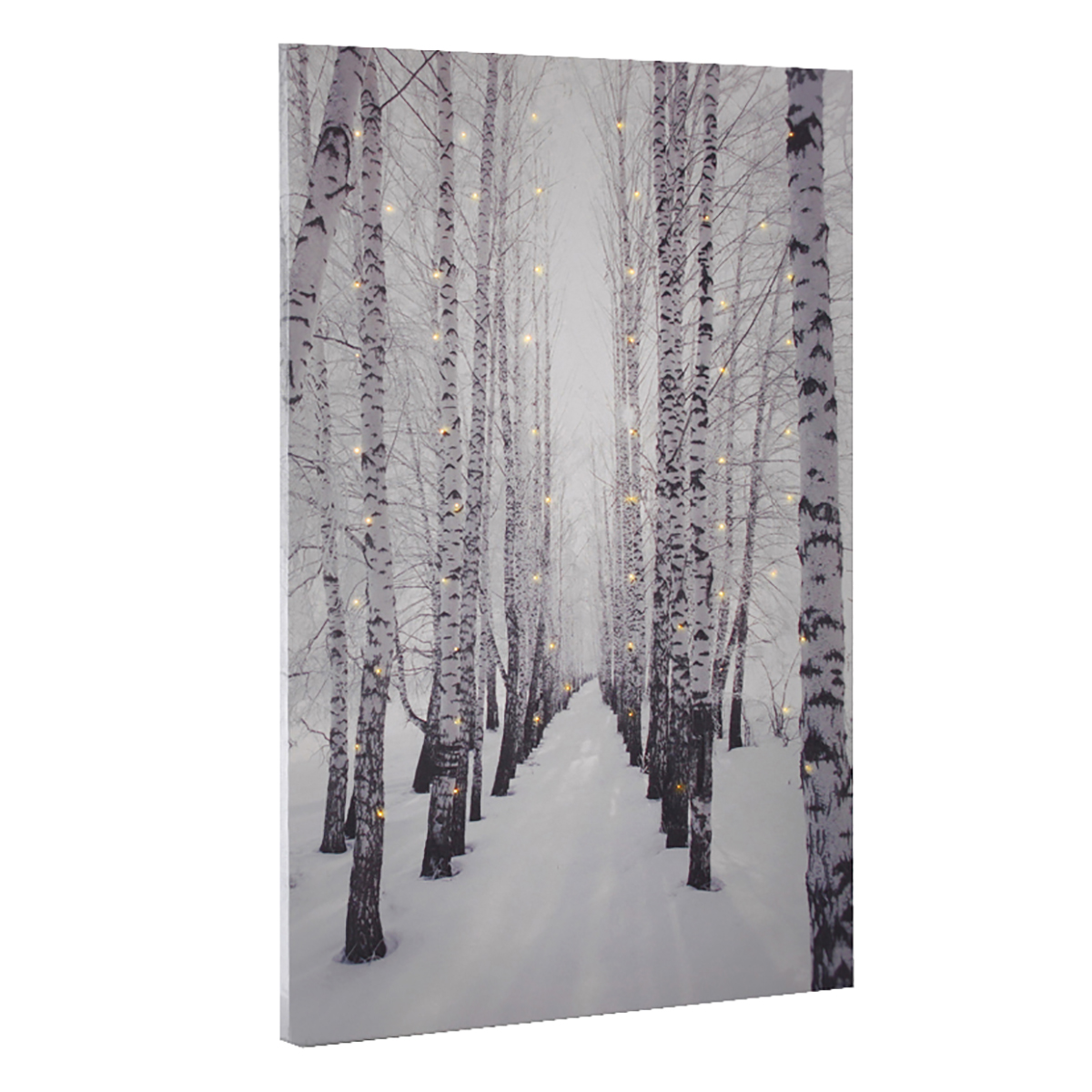 61058 Bild "Birkenallee im Schnee" mit 60 Mikro-LED´s, 40 x 60 cm